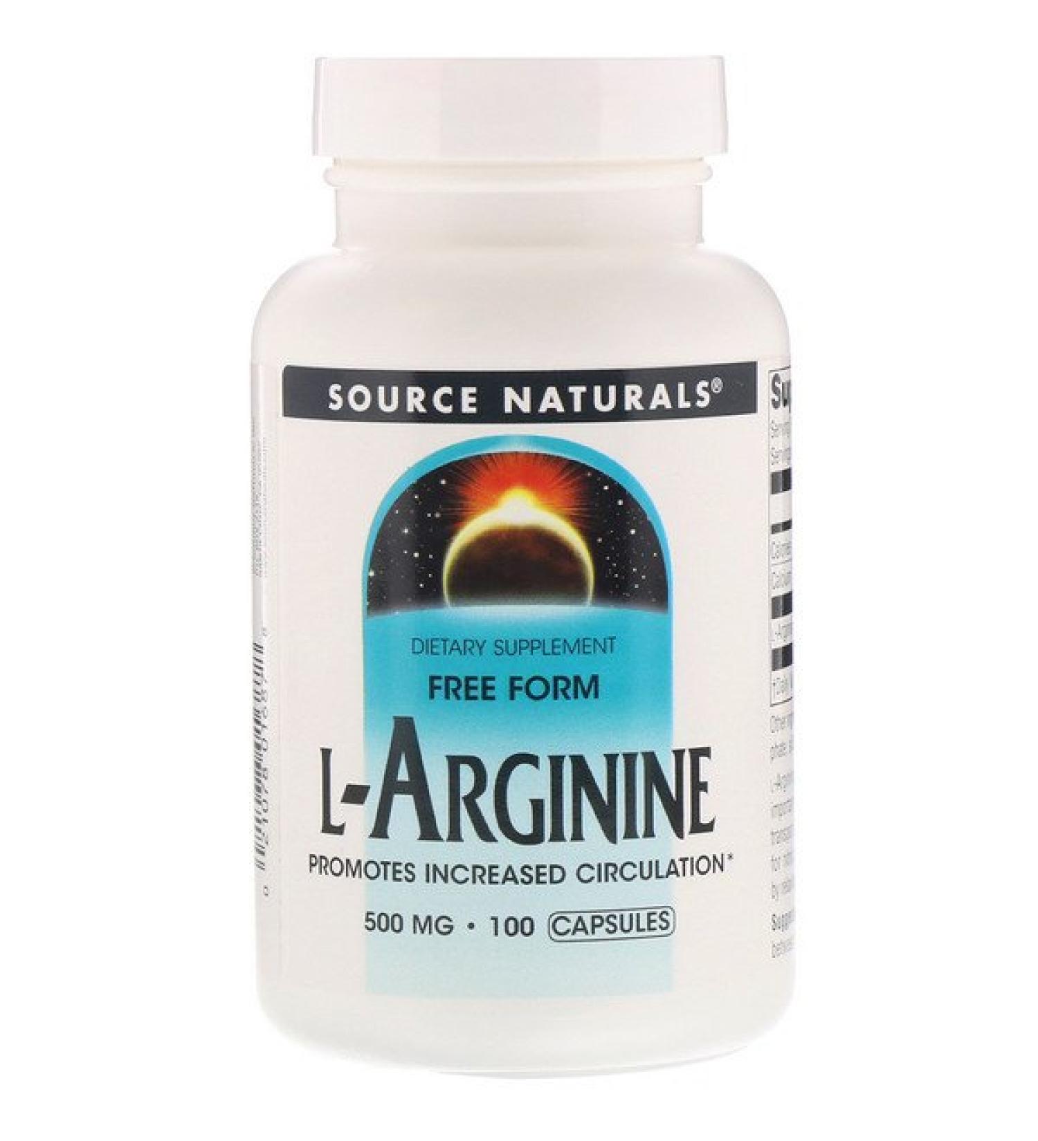 Source Naturals L-Arginine Free Form 500 mg 100 Capsules