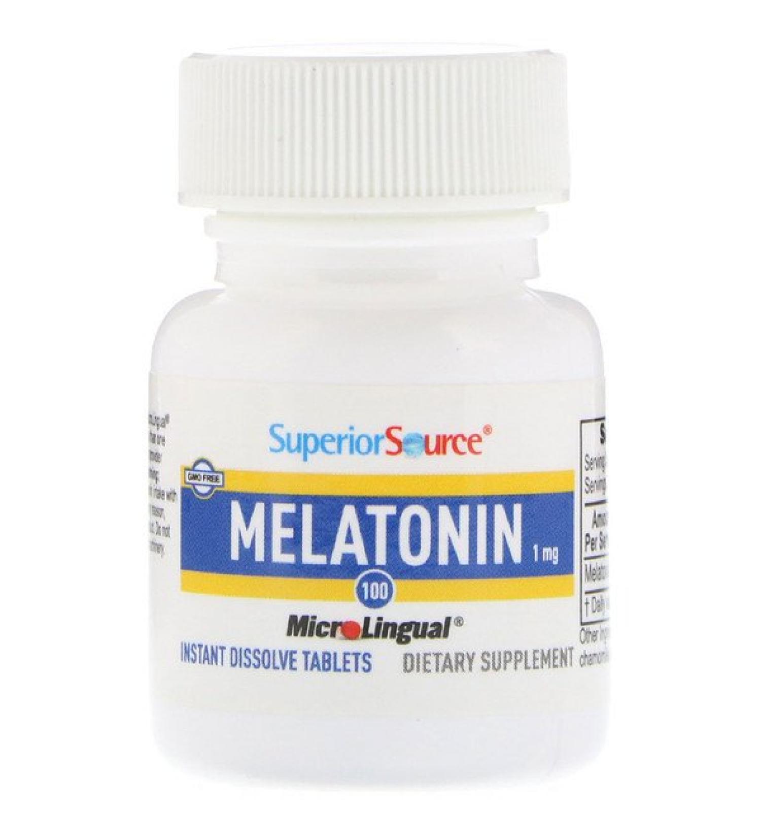 Superior Source Melatonin 1 mg 100 MicroLingual Instant Dissolve Tablets