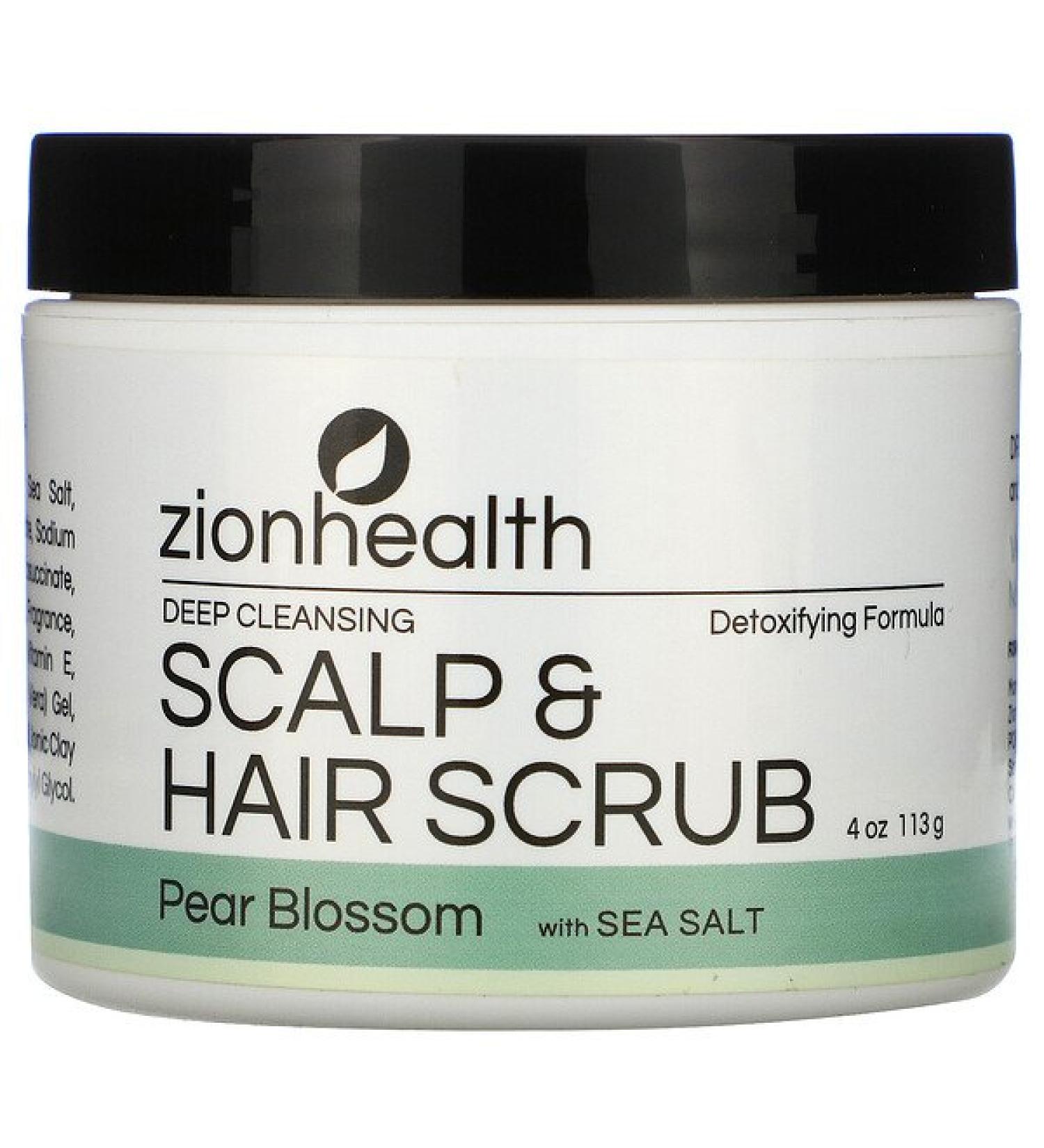 Zion Health Deep Cleansing Scalp & Hair Scrub Pear Blossom with Sea Salt 4 oz (113 g)