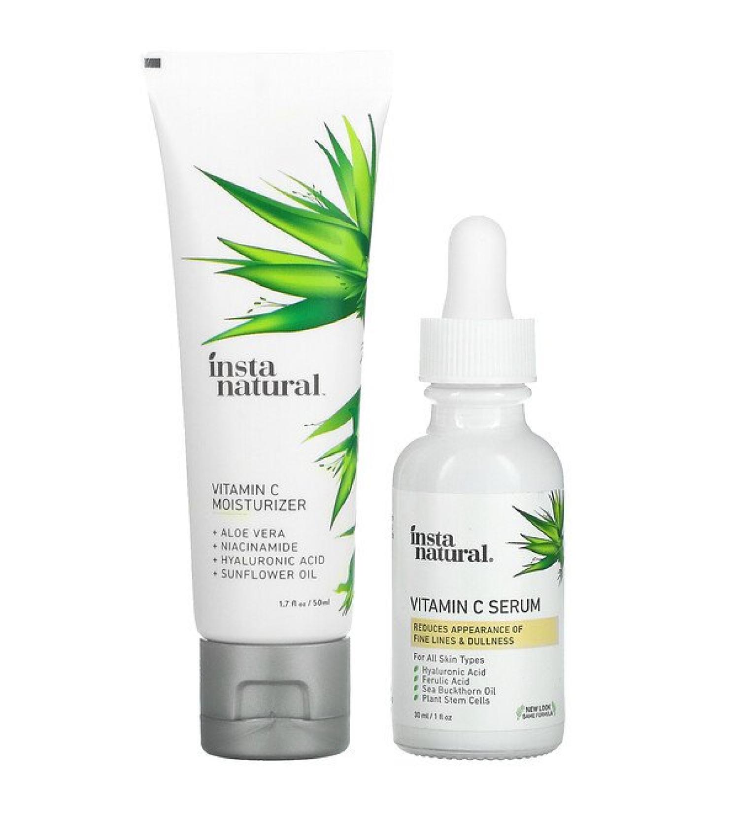 InstaNatural Skin Brightening Vitamin C Serum & Moisturizer Bundle - Glow with Essentials - Buy Online on GoSupps.com