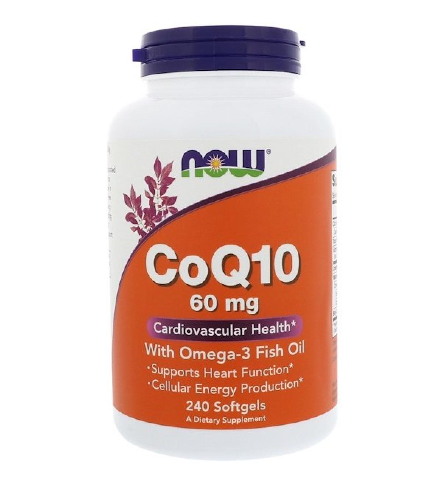 Now Foods CoQ10 with Omega-3 Fish Oil 60 mg 240 Softgels