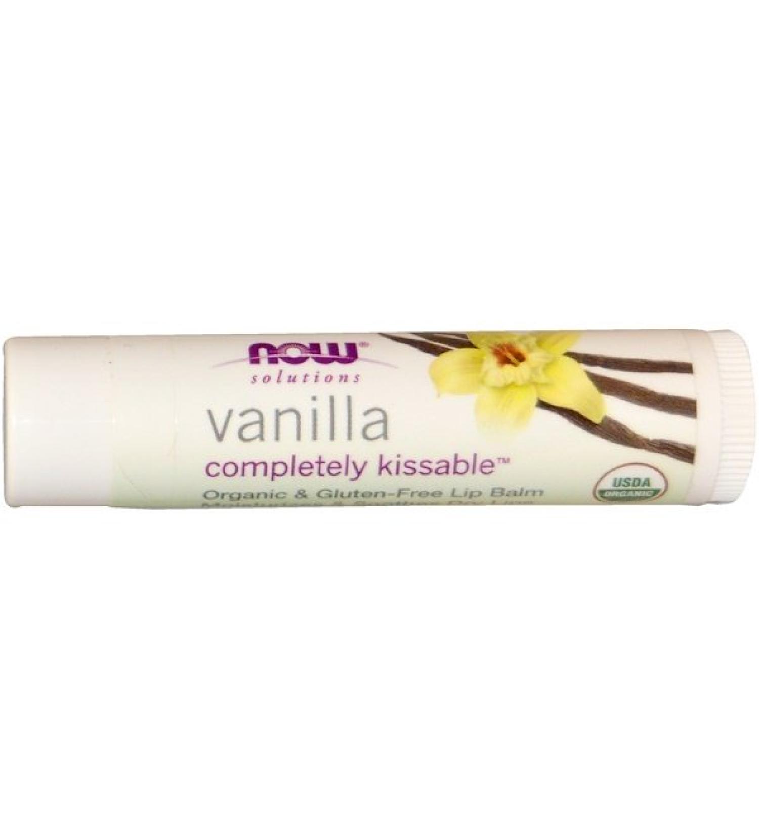 Now Foods Solutions Completely Kissable Lip Balm Vanilla 0.15 oz (4.25 g)