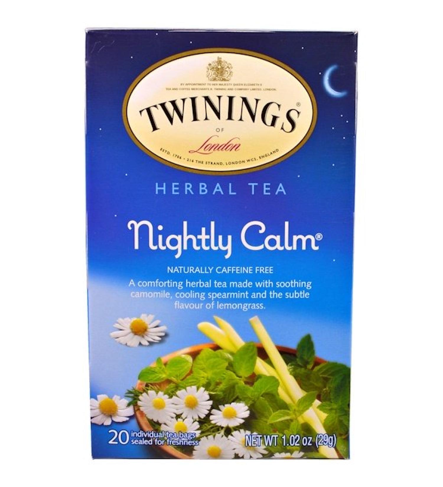 Twinings Herbal Tea Nightly Calm Naturally Caffeine Free 20 Tea Bags 1.02 oz (29g)