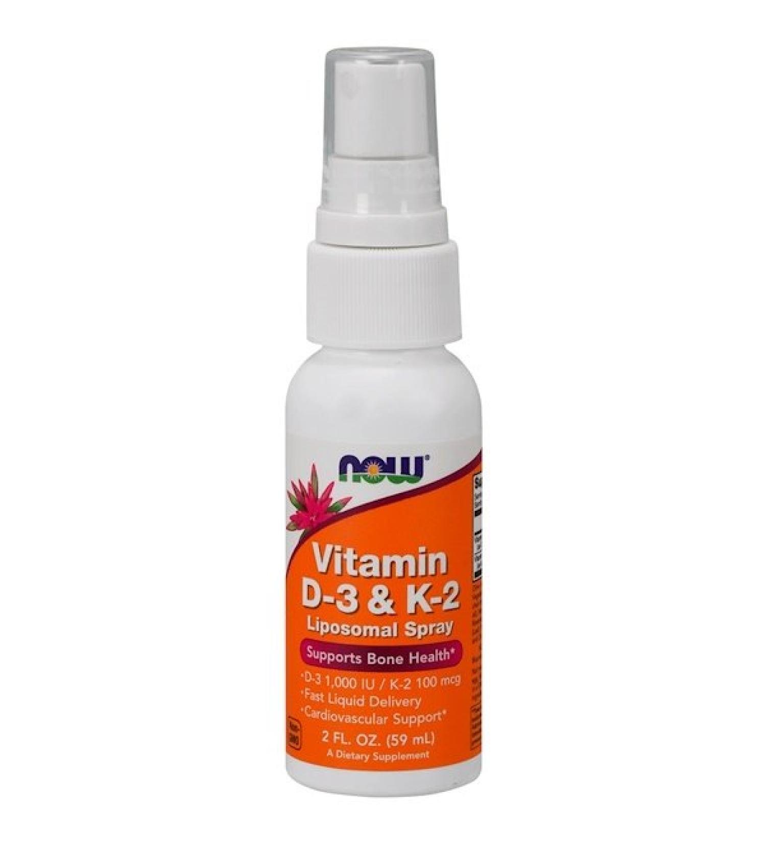 Now Foods Vitamin D-3 & K-2 Liposomal Spray D-3 1000 IU / K-2 100 mcg 2 fl oz (59 ml)