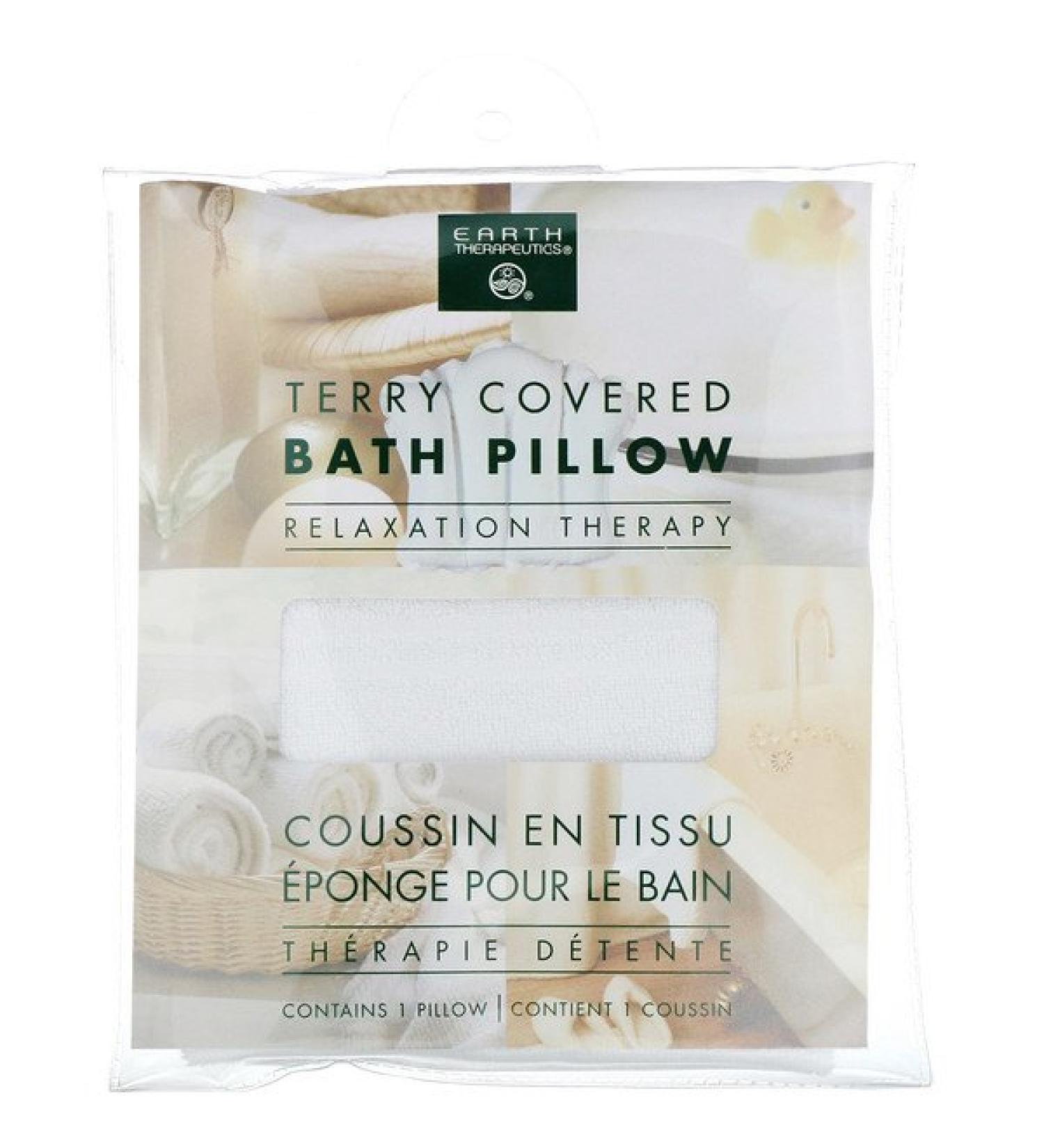 Earth Therapeutics Terry Covered Bath Pillow Relaxation Therapy 1 Pillow