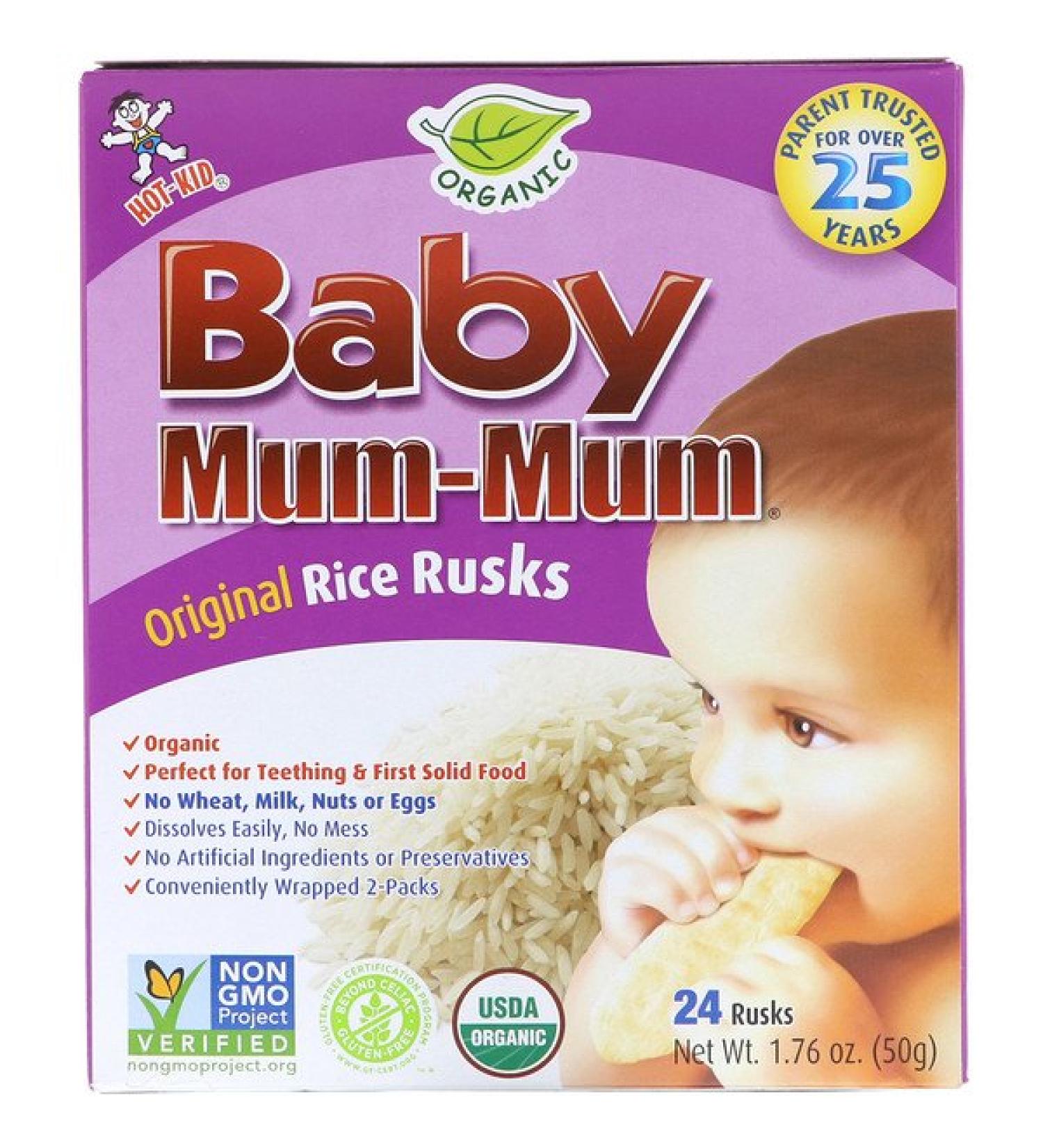 Hot Kid Baby Mum-Mum Organic Rice Rusks 24 Rusks 1.76 oz (50 g)