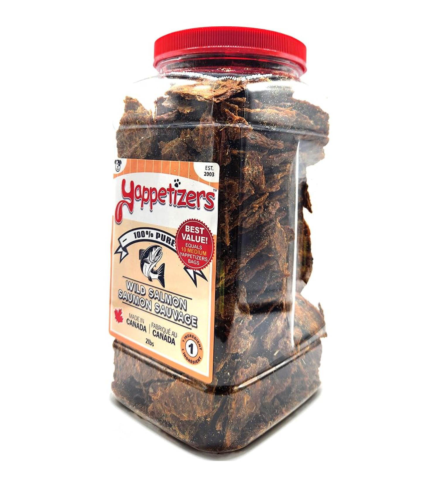 Yappetizers 100% Wild Salmon Dog Treat | Hand Made in Canada Since 2003 - Equal to 1 Pound of raw Wild Salmon (Bulk 2.0 pounds Dry) 907 g (Pack of 1)