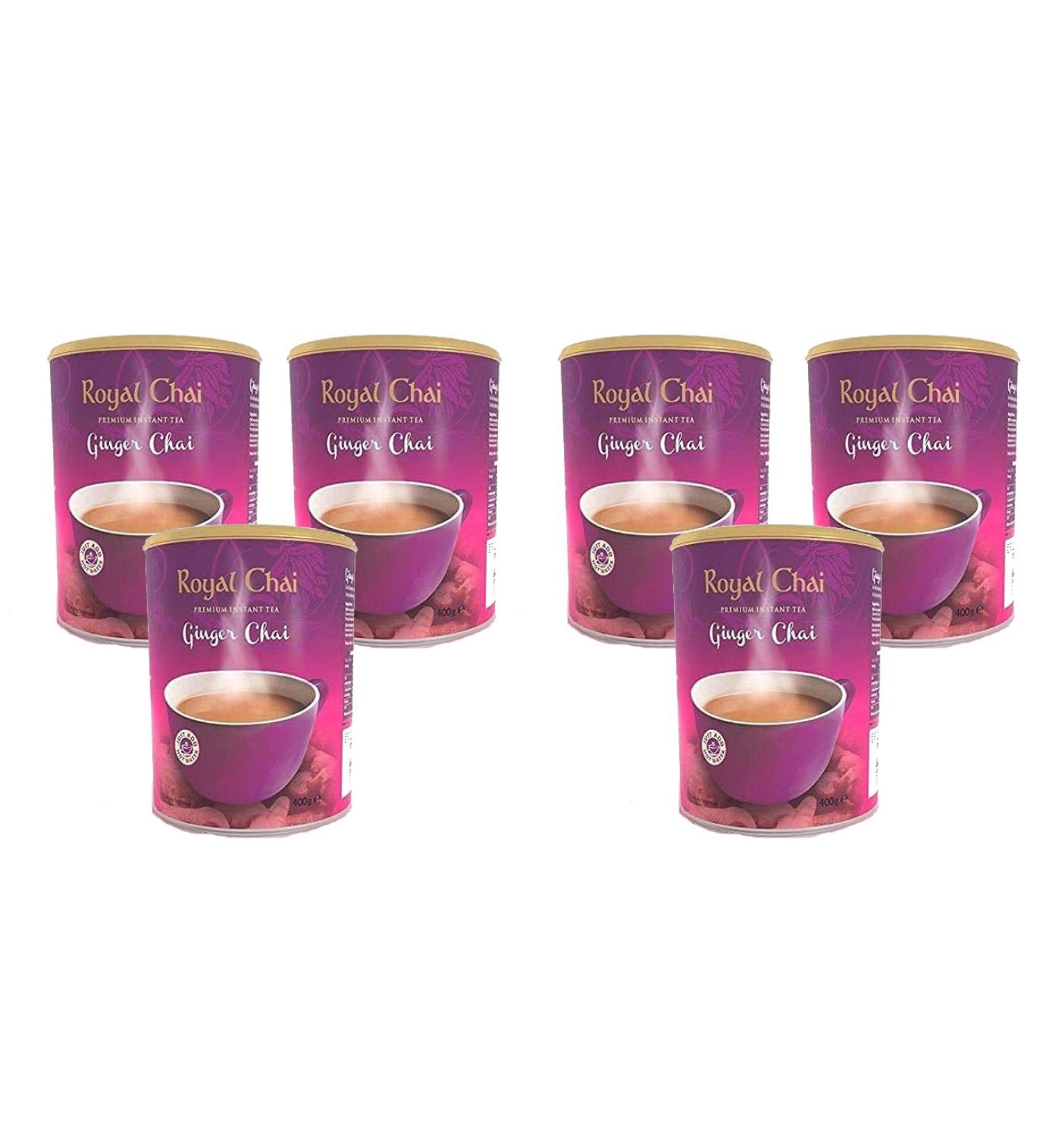 Royal Chai Ginger Sucr Pot de 400 g (lot de 6) Th instantan premium Th au gingembre Naturel Th indien instantan au gingembre - Buy Online on GoSupps.com