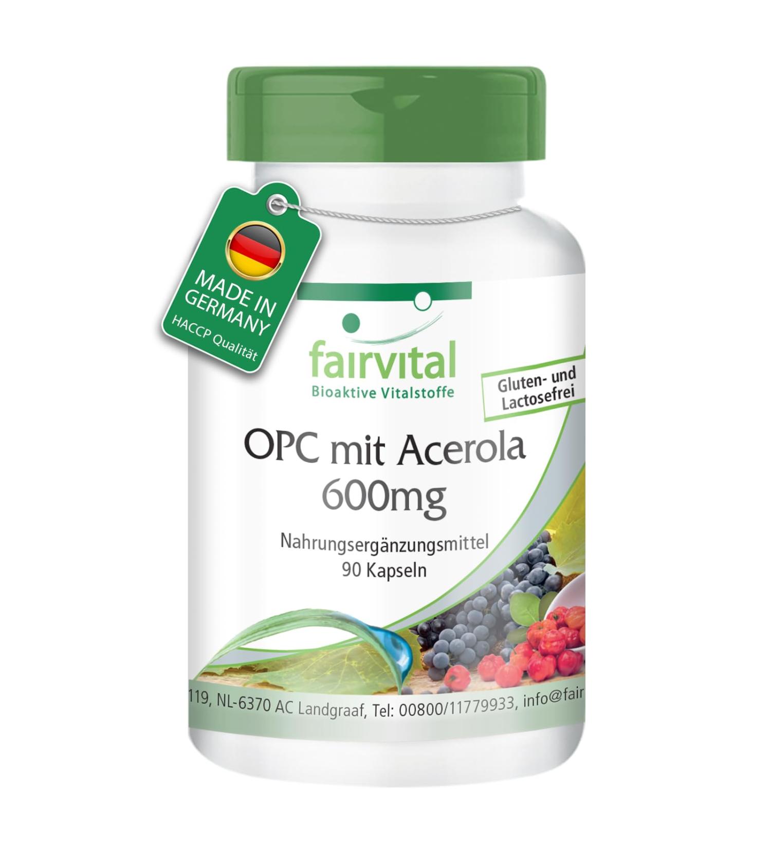 Fairvital | OPC 600mg avec Acerola - VEGAN - Fortement dos - 90 g lules - extrait de p pins de raisin - Buy Online on GoSupps.com