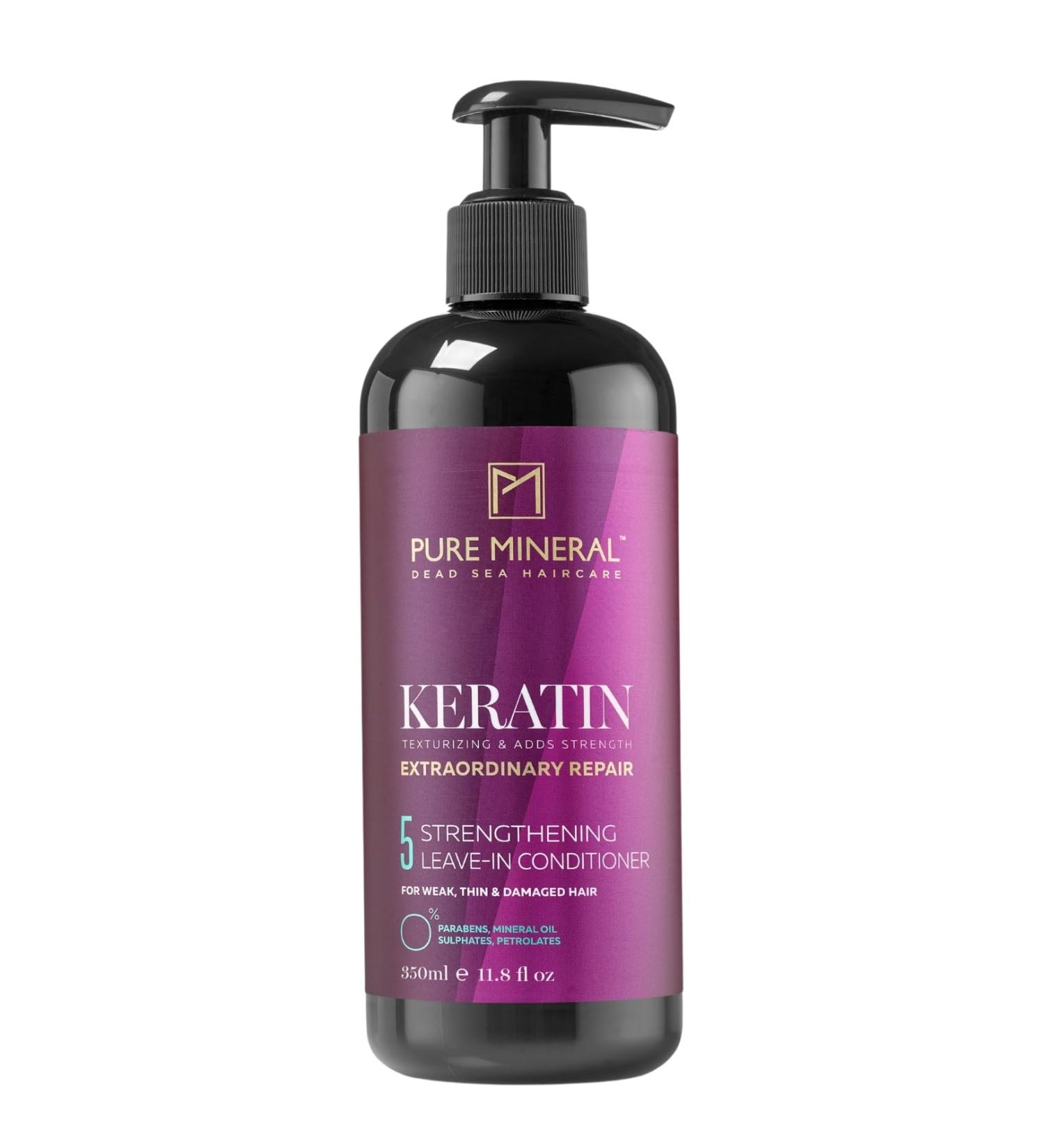Pure Mineral - Keratin Leave-In Conditioner for Shiny Hair - Moisturizing Detangling Protecting - Free of sulfates parabens petrolates - 350ml - Buy Online on GoSupps.com