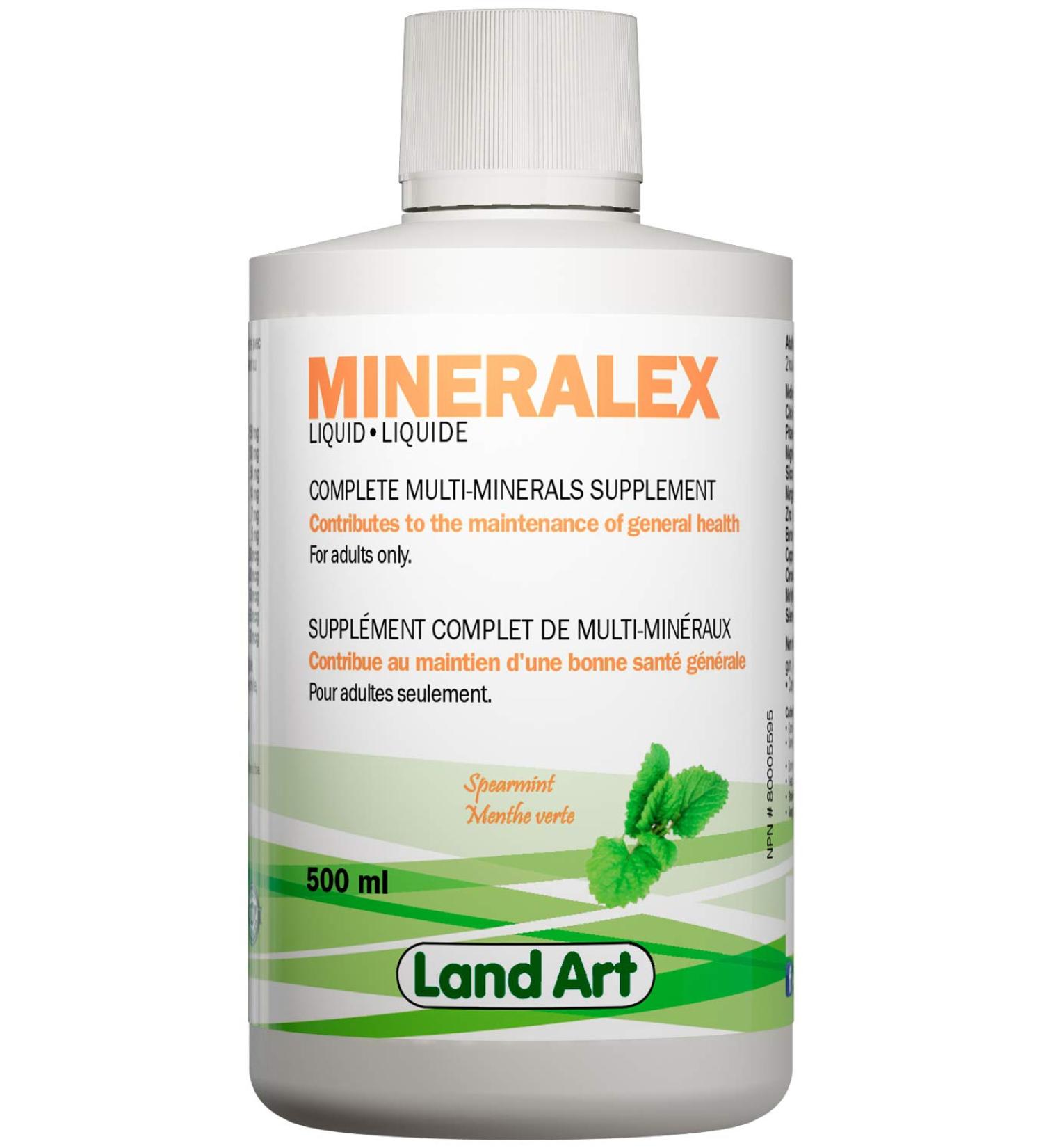 Liquid Minerals Supplement - Multi-Mineral - Calcium Potassium Magnesium Zinc - Helps Maintain Physical and Mental Wellness - 500ml - Vegan - Gluten Free - Made in Canada - Spearmint