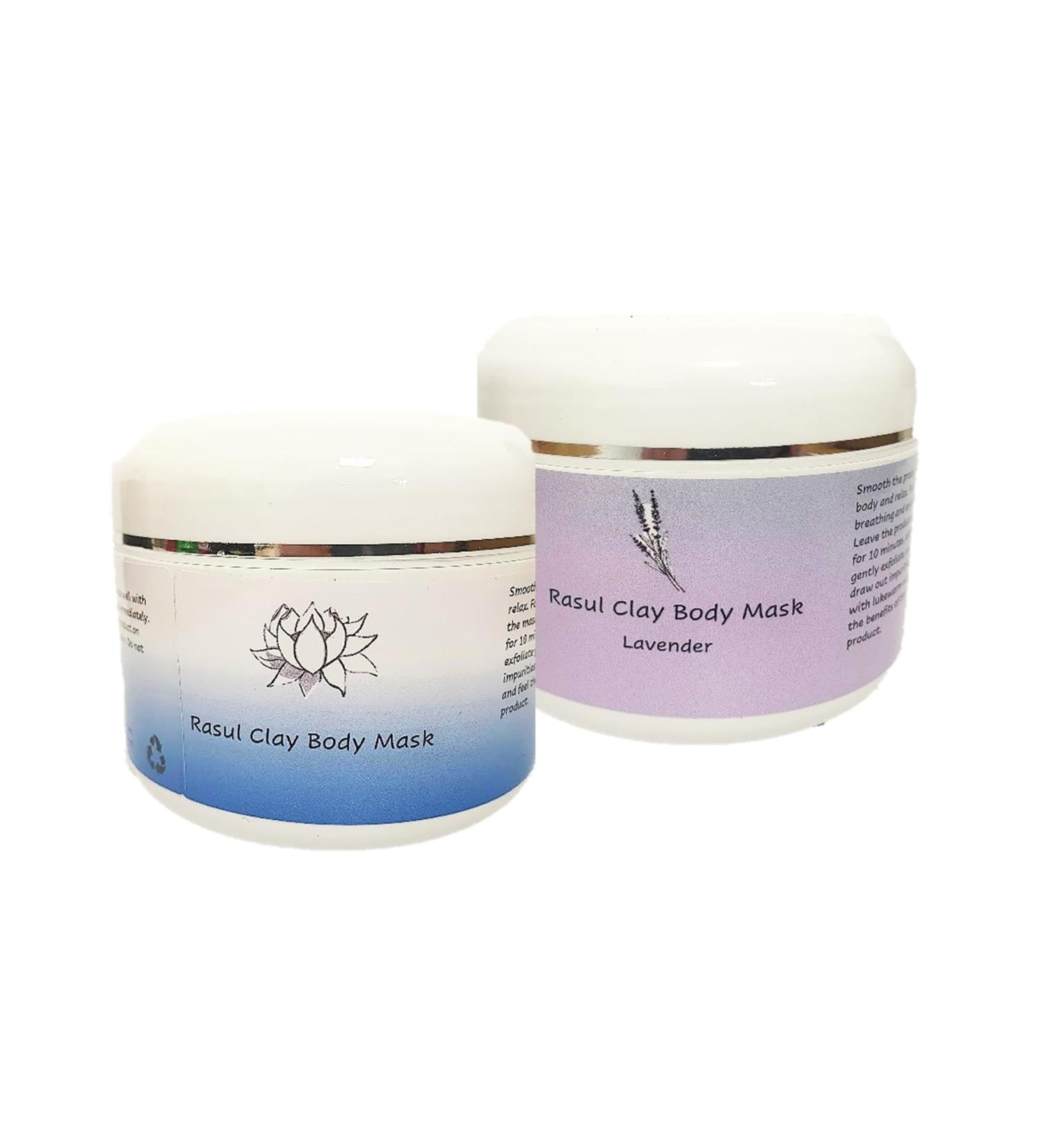 Rasul Clay Spa Treatment 2 pack 1 x (unscented) face and 1x body mask (Lavender) 2x 250ml - Buy Online on GoSupps.com