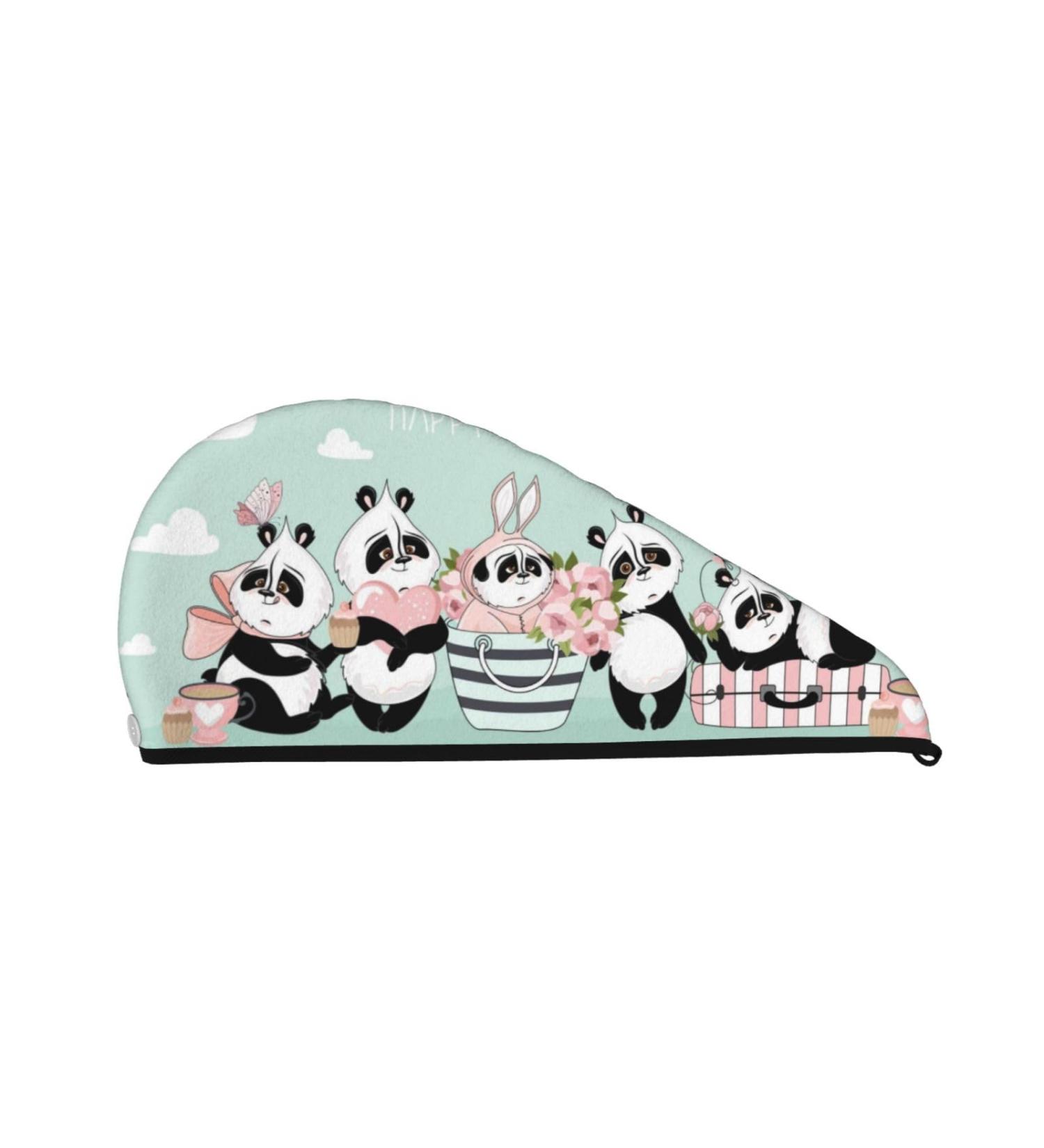 Shop Cute Panda Microfiber Hair Towel - Super Absorbent Coral Velvet Wrap for Long Curly & Thick Hair - Quick Dry & Soft for Women - Buy Online on GoSupps.com
