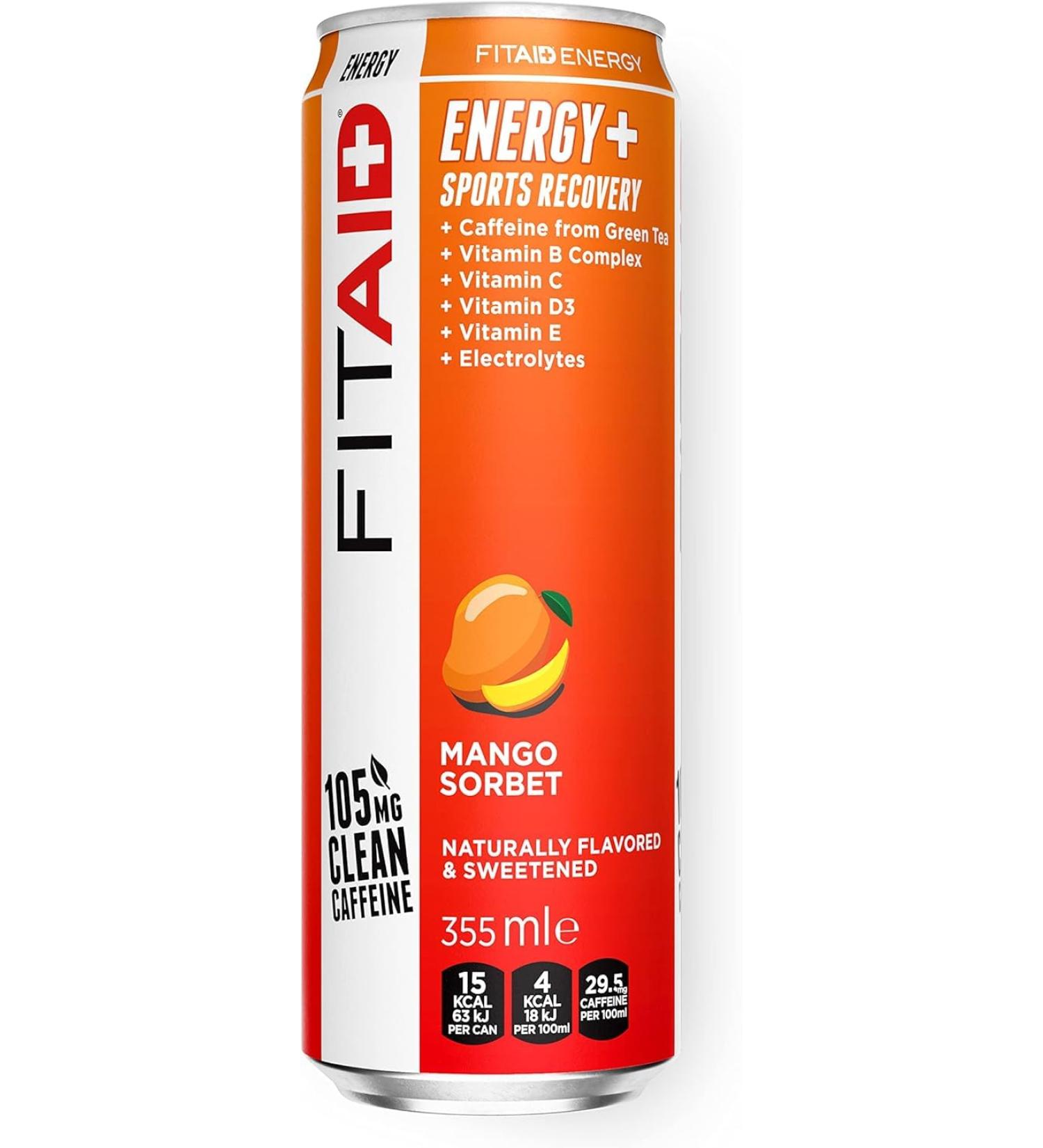 FITAID ENERGY DRINK 105mg Natural Caffeine Keto Mango Sorbet Optimum Performance Formula: Paleo Vegan & Gluten-Free No - Buy Online on GoSupps.com