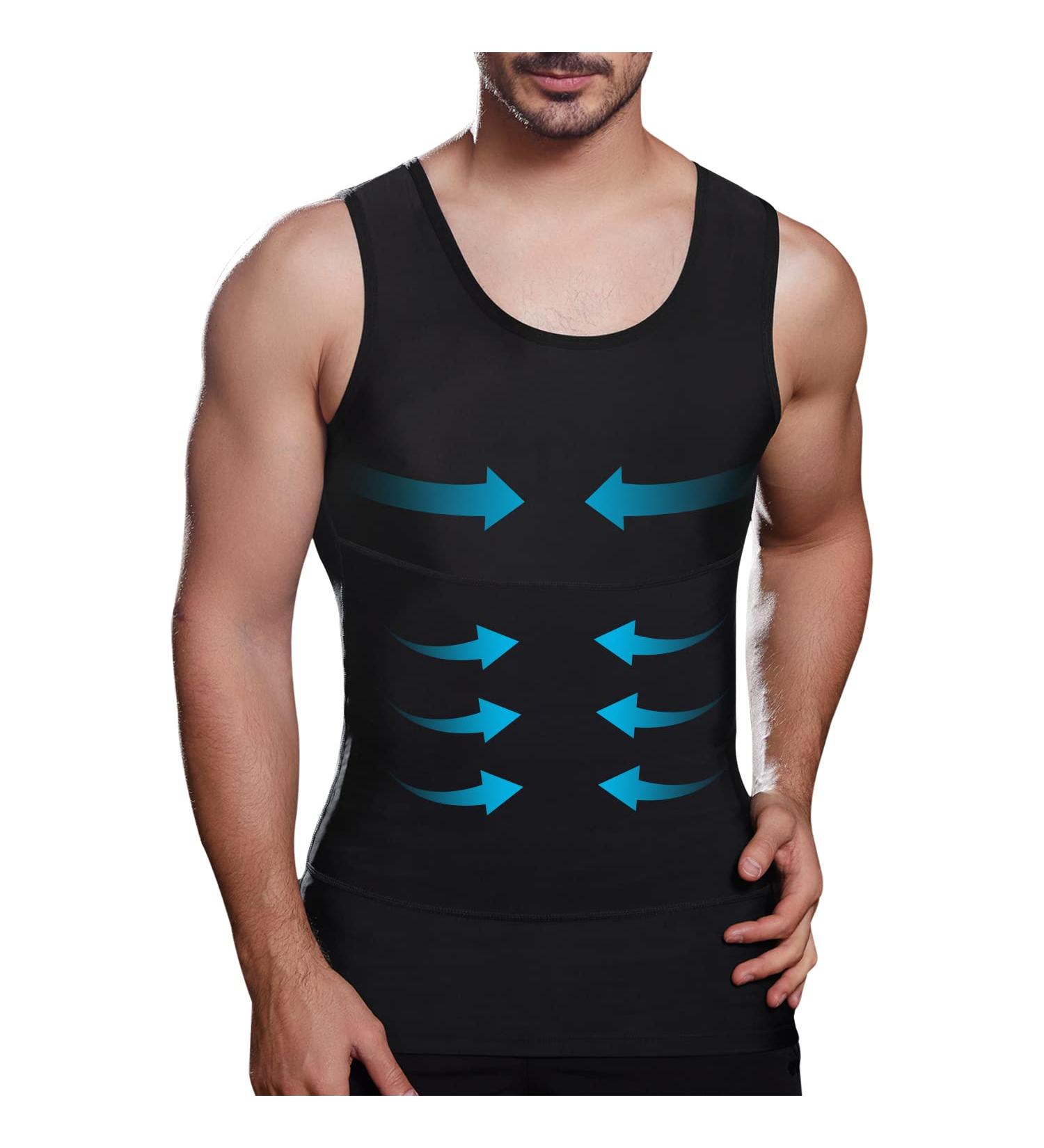 Lgtfy Men's Slimming Body Shaper Vest - Compression Tank Top for Chest and Abdomen, Large Black - Buy Online on GoSupps.com