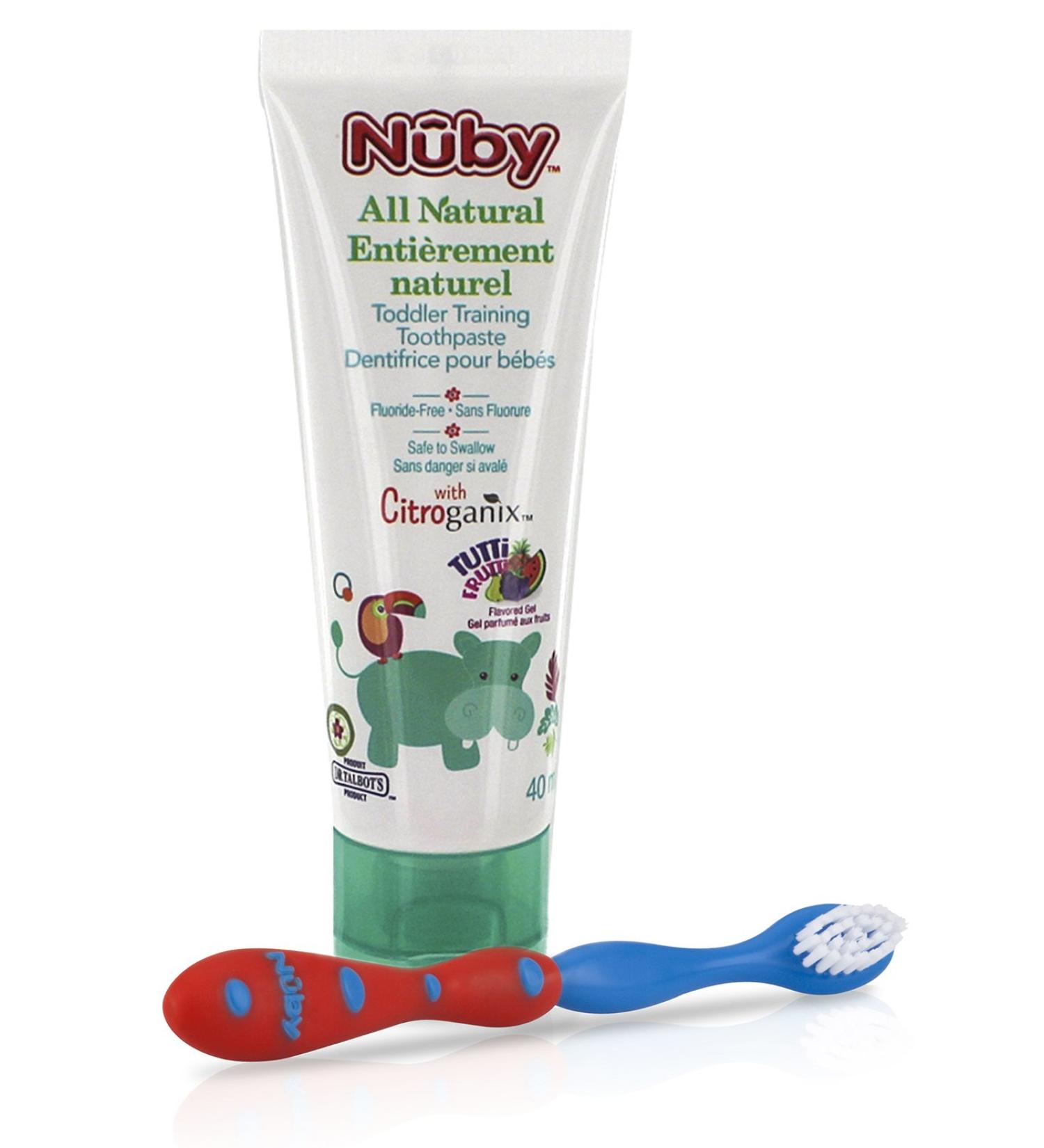 Nuby Citroganix Toddler Toothpaste with Toothbrush - Red/Blue - Buy Online on GoSupps.com