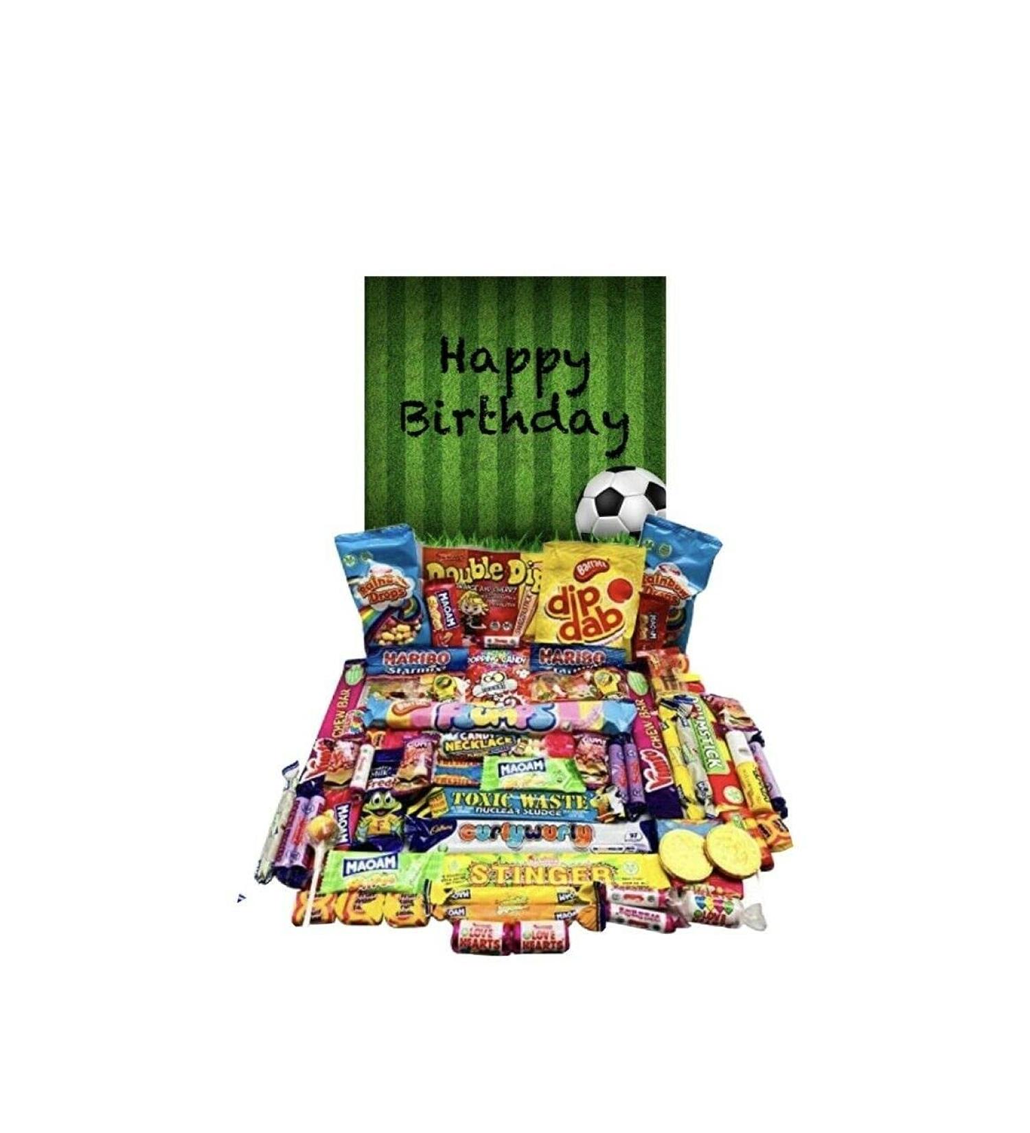 Happy Birthday Football Pick N Mix Ultimate Retro over 60 Sweet Box Candy Hamper - Buy Online on GoSupps.com