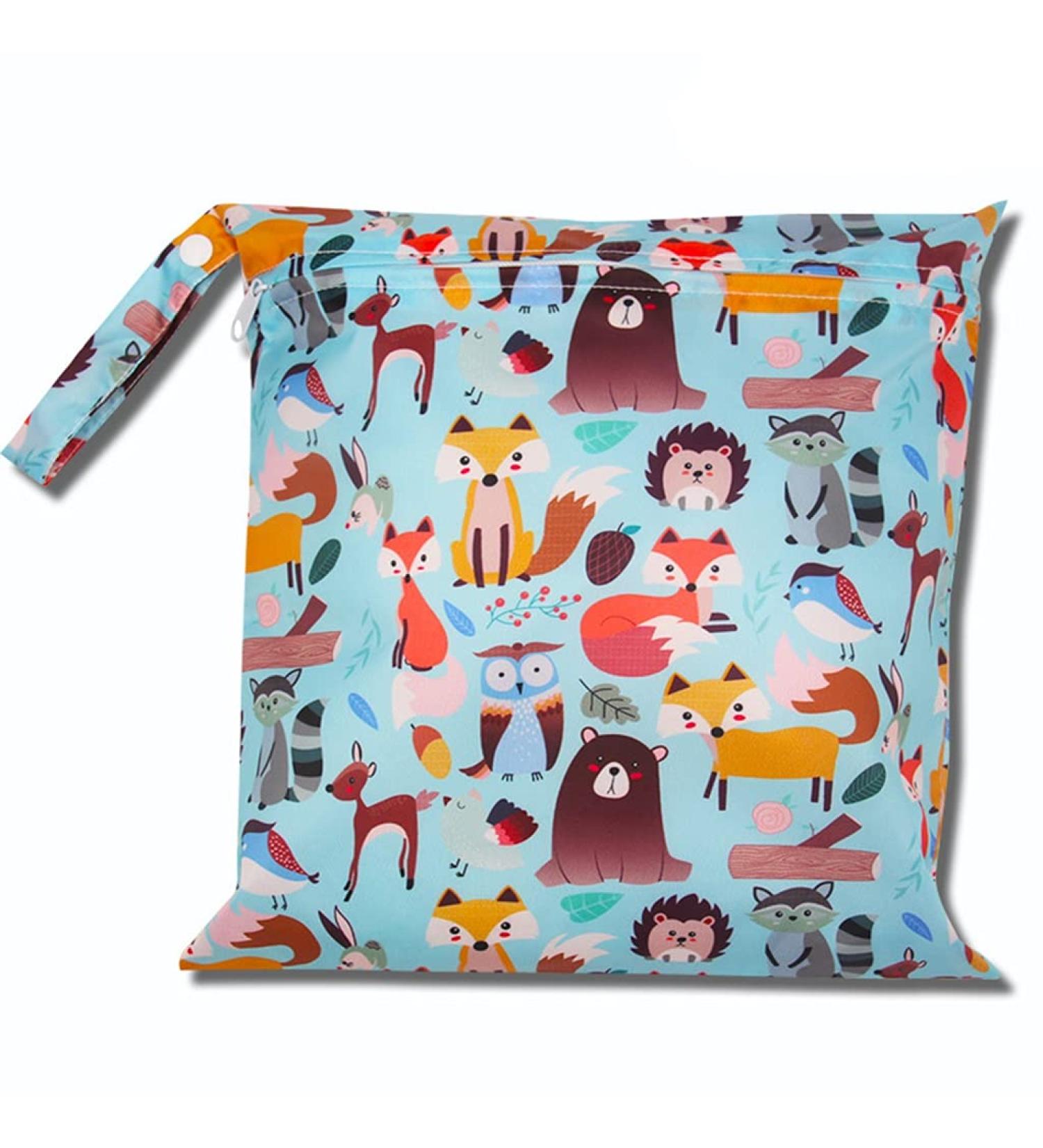 Egurs Wetbag Waterproof Reusable Diaper Bag | Nappy Bag in Zoo Green (30x28cm) - Eco-Friendly Versatile & Stylish - Buy Online on GoSupps.com
