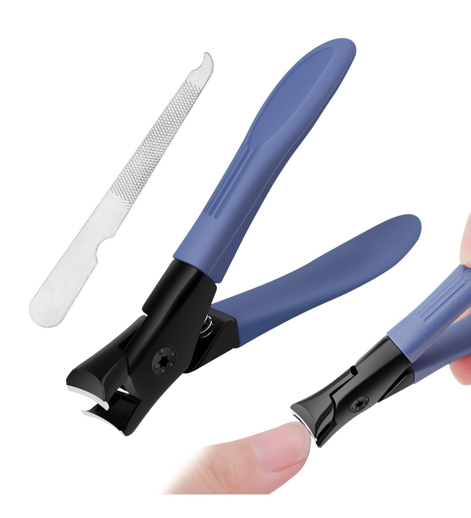 Thick Nail Clippers Set with Metal File - Heavy Duty Toenail Clippers for Men and Women (Blue) - Buy Online on GoSupps.com