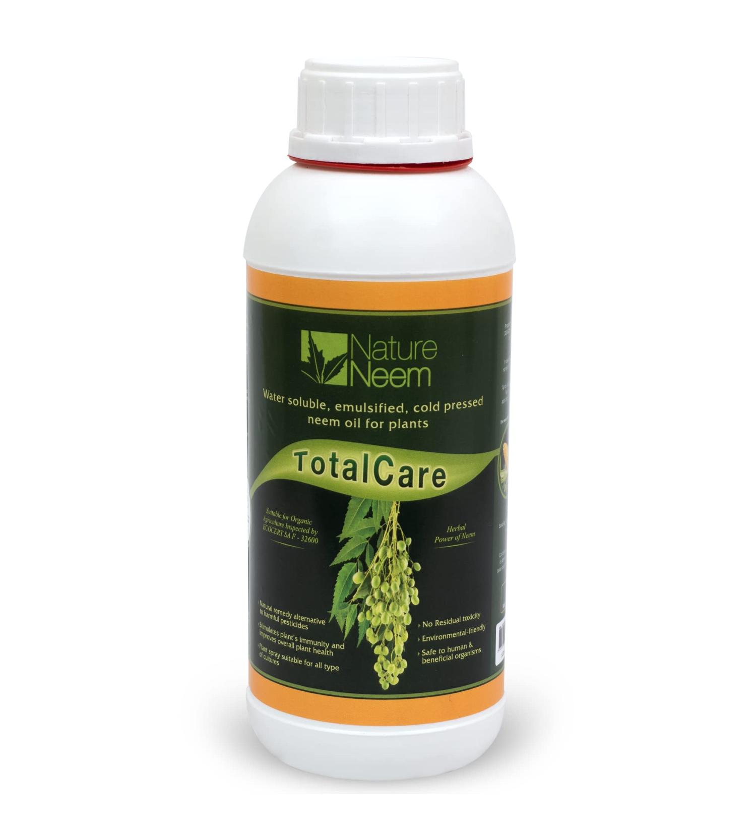 NatureNeem TotalCare Water soluble Neem oil - Cold Pressed - 1 Litre - 100% Natural Certified Organic - Buy Online on GoSupps.com