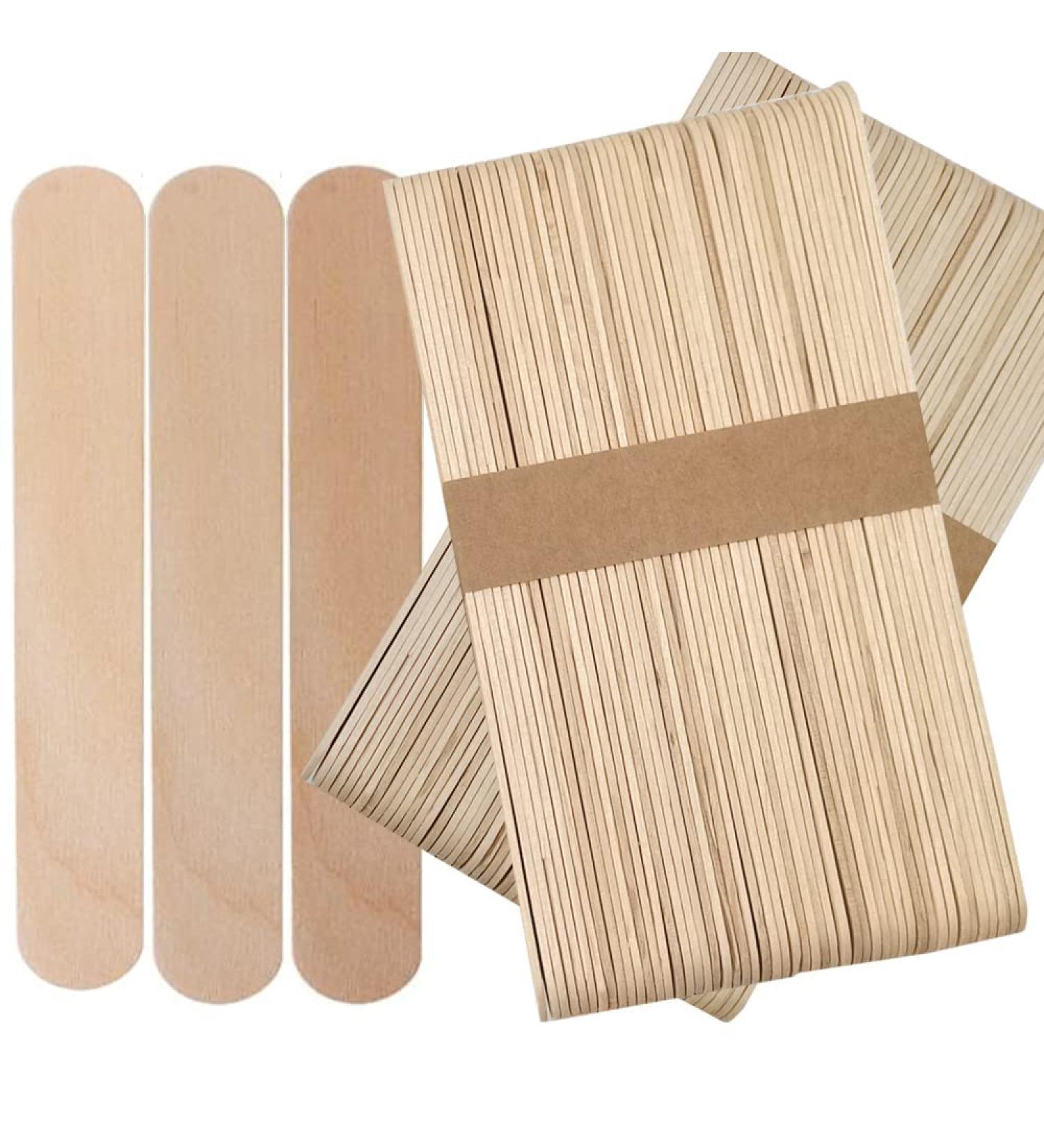 Dosimiin 100 Large Natural Wood Waxing Sticks Applicator 6x3/4 for Body Hair Removal - DIY Crafts - Buy Online on GoSupps.com