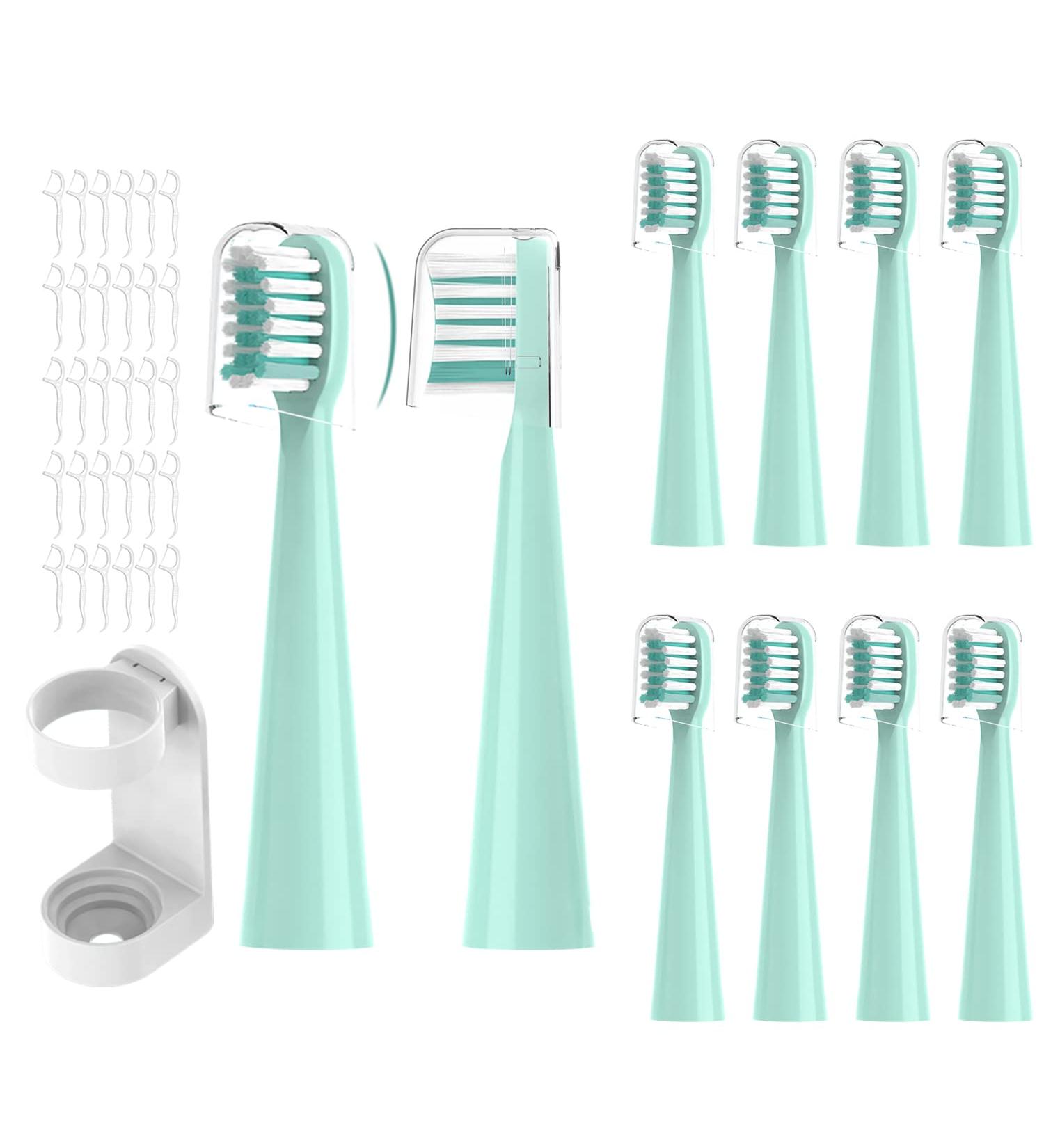YMPBO 10PCS Compatible Replacement Heads + 30PCS Floss Toothpick + Free Holder - Soft for Kids Teeth & Gums (Cyan) - Buy Online on GoSupps.com