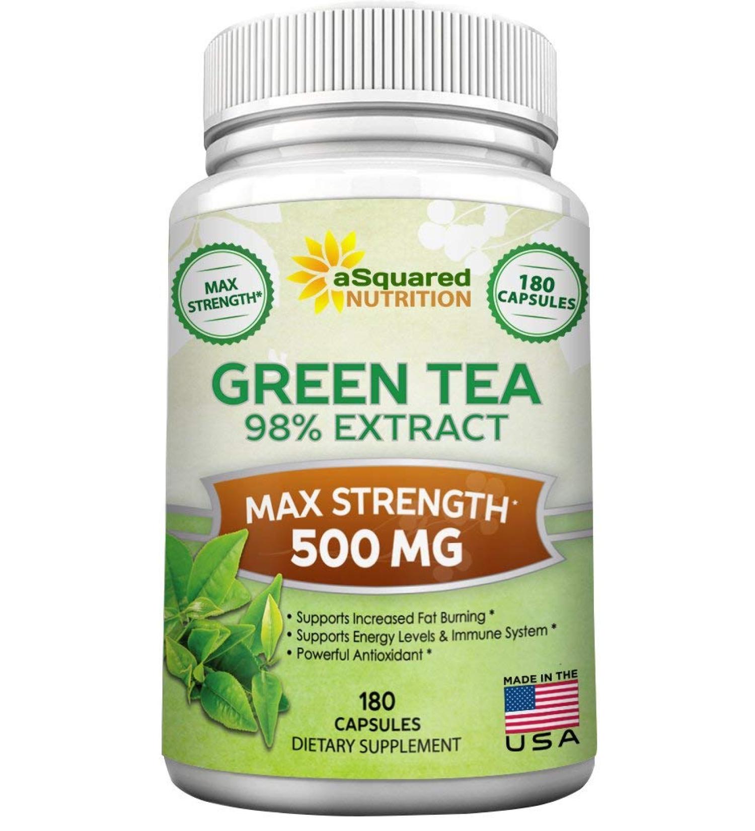 Max Potency Green Tea Extract Supplement with EGCG - 180 Capsules for Weight Loss & Heart Health - Buy Online on GoSupps.com