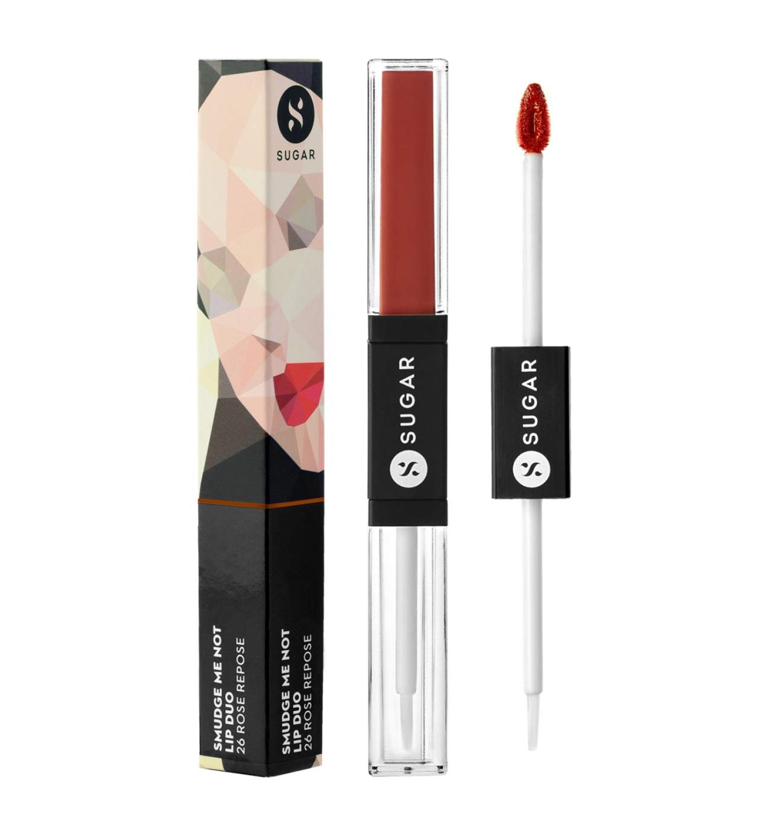 SUGAR Cosmetics Smudge Me Not Lip Duo - 26 Rose Repose | 2-in-1 Lipstick | Matte & Glossy Finish | Hydrating Formula | International Shipping - Buy Online on GoSupps.com