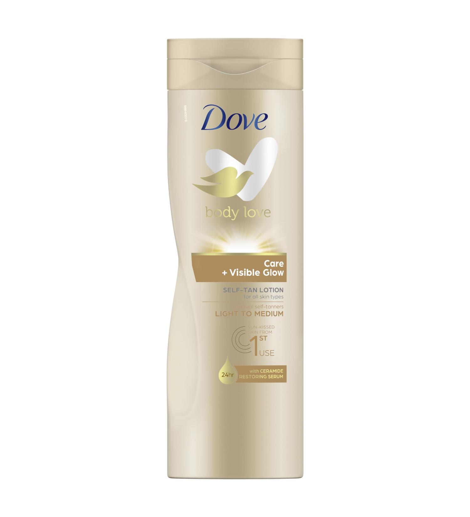 Dove Care + Visible Glow Fair to Medium Gradual Self-Tanning Lotion for Sunny Skin for All Skin Types 400ml (Pack of 6) - Buy Online on GoSupps.com