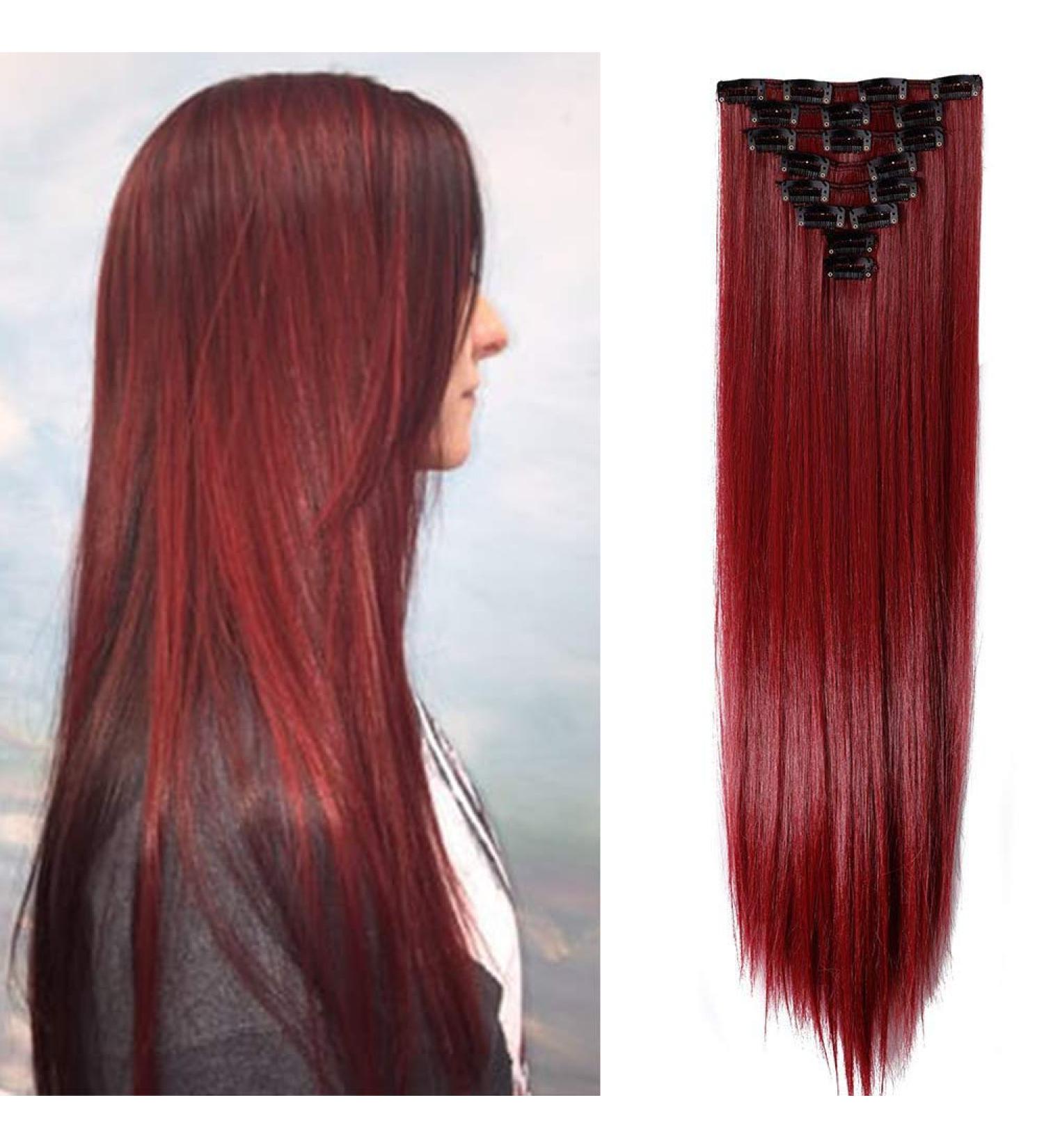 Premium Sego Clip-In Hair Extensions - 26 Maroon Mix Dark Red - 140g Tresses for Realistic Look - Buy Online on GoSupps.com