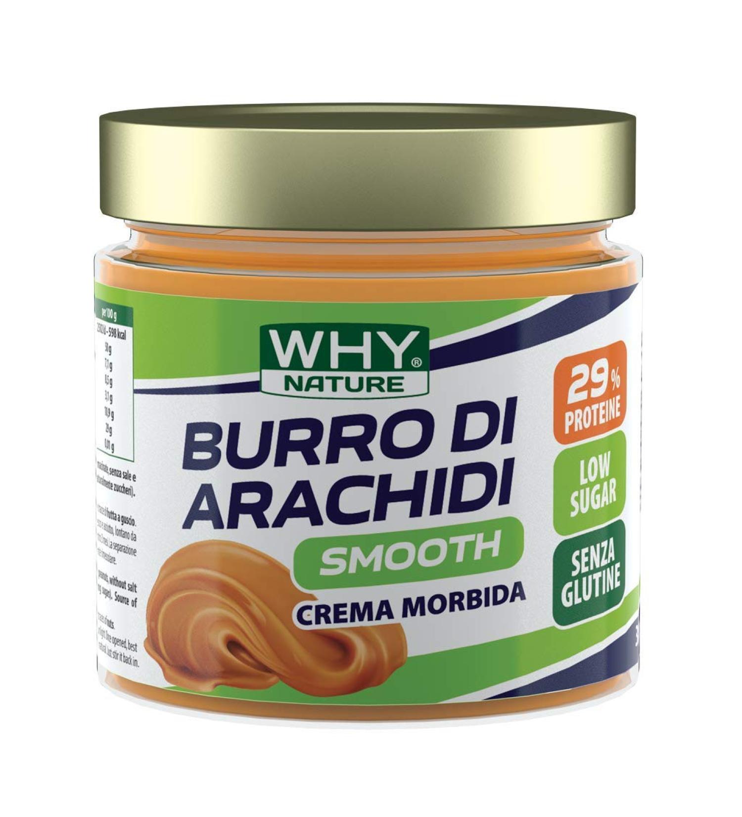  WHY NATURE WHY NATURE PEANUT BUTTER - Gluten-Free Peanut Butter - Thickening Cream - Smooth - 350g - Buy Online on GoSupps.com