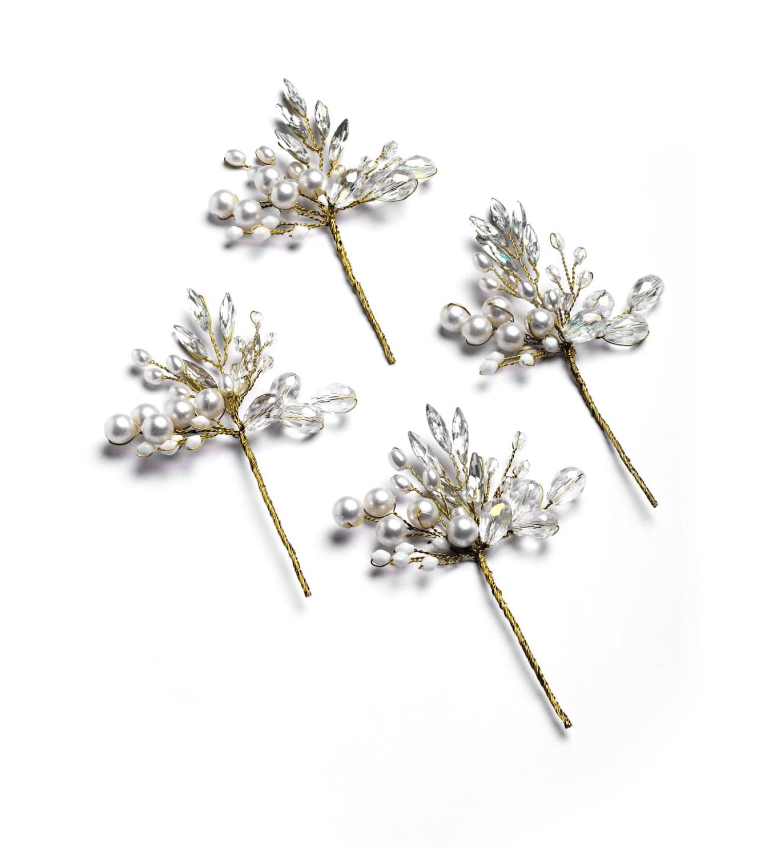 Vogue Hair Accessories Handmade Hair clip Hair Pin Hair Accessories Juda Pin Bun Pin (White_Handmade_Medium_Size_Set_4) - Buy Online on GoSupps.com