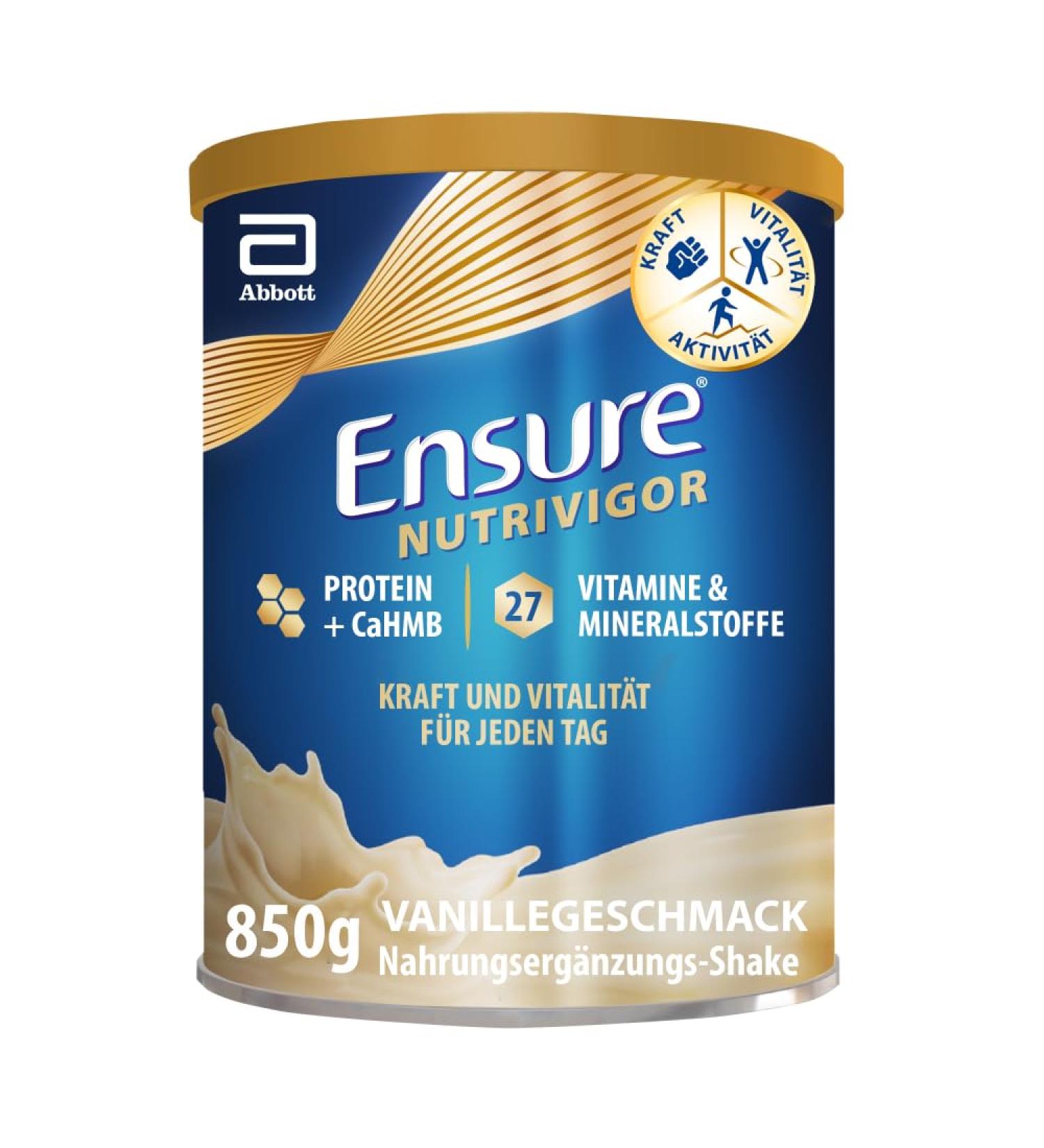 Ensure Nutrivigor Vanilla Shake 850g - Premium Dietary Supplement with Protein 27 Vitamins & Minerals for a Healthy Diet - International Shipping Available - Buy Online on GoSupps.com