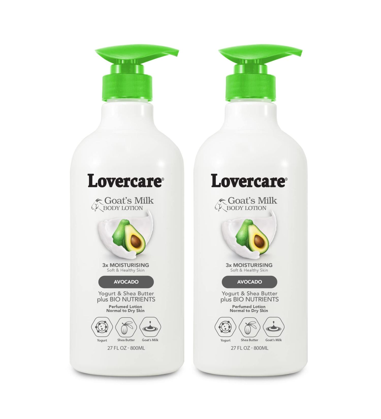 Lovercare Goat Milk Body Lotion for Dry Skin 27.05 oz Avocado (800ml) - Pack of 2 27.05 Ounce (Pack of 2) - Buy Online on GoSupps.com