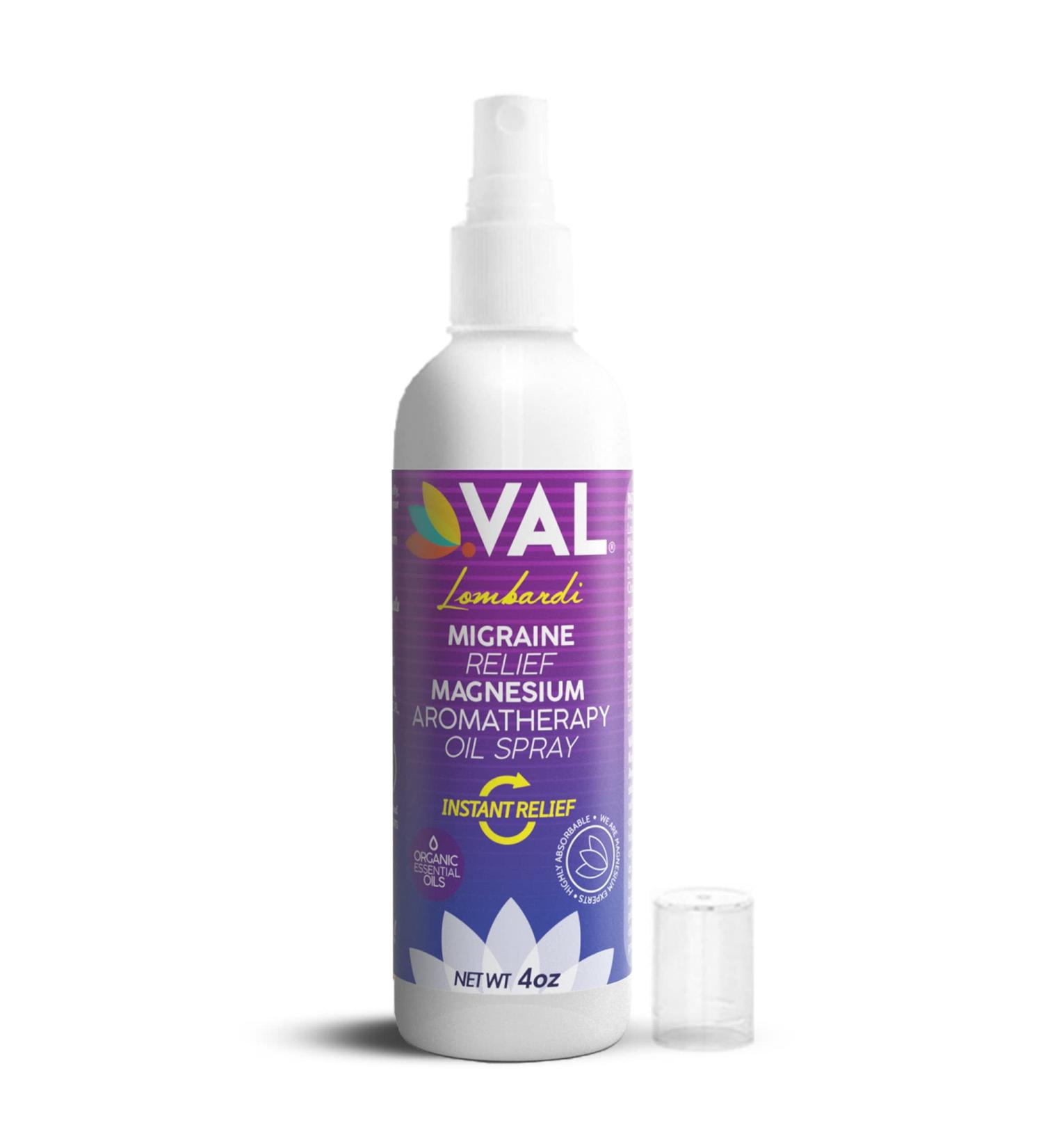 VAL Natural Migraine Relief Magnesium Spray with Lavender & Peppermint Oil 4oz - Buy Online on GoSupps.com
