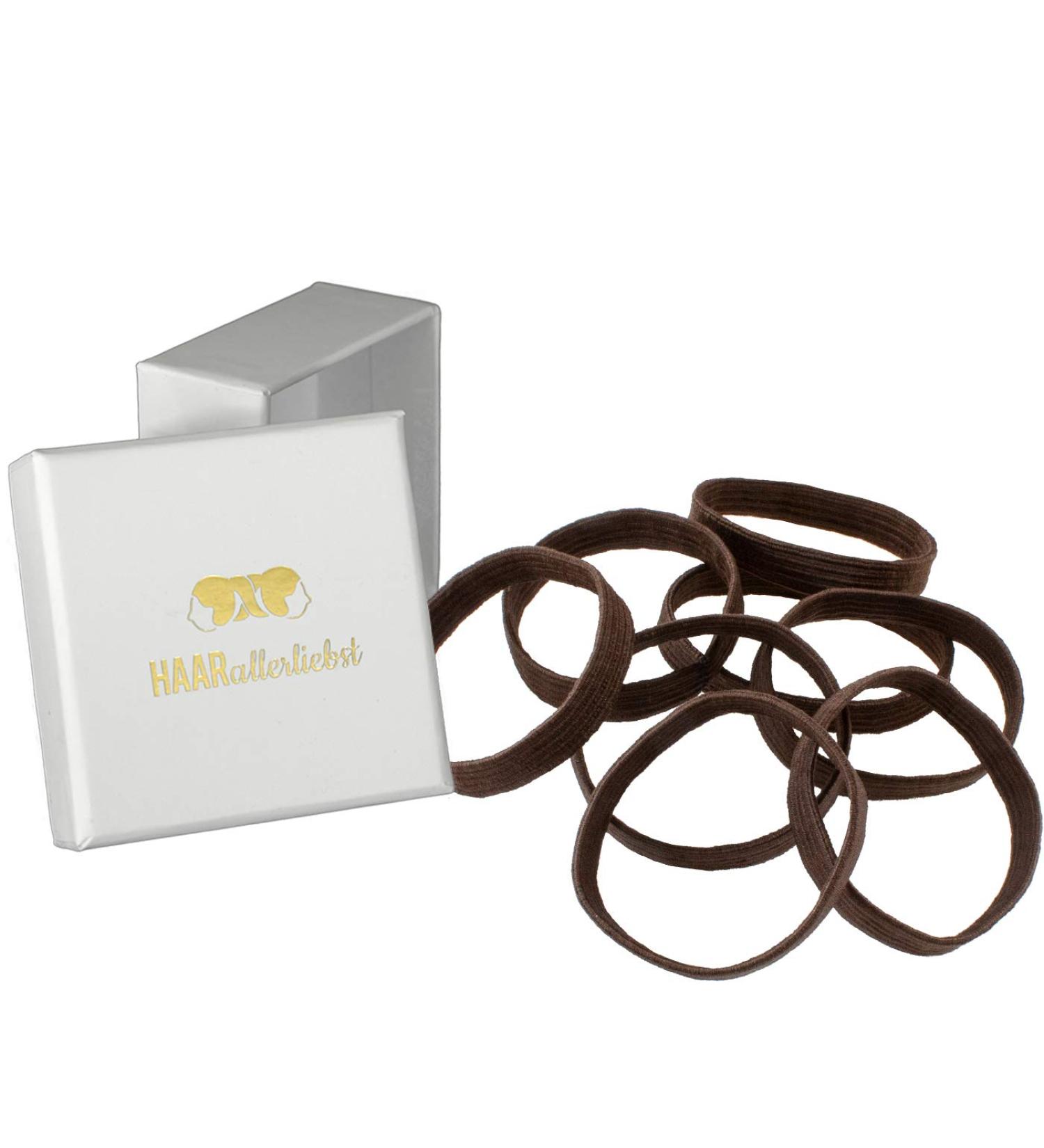 HAARallerliebst Extra Wide Hair Ties (8 Pieces) - Brown 5cm with White Storage Box - Durable & Stylish - Buy Online on GoSupps.com