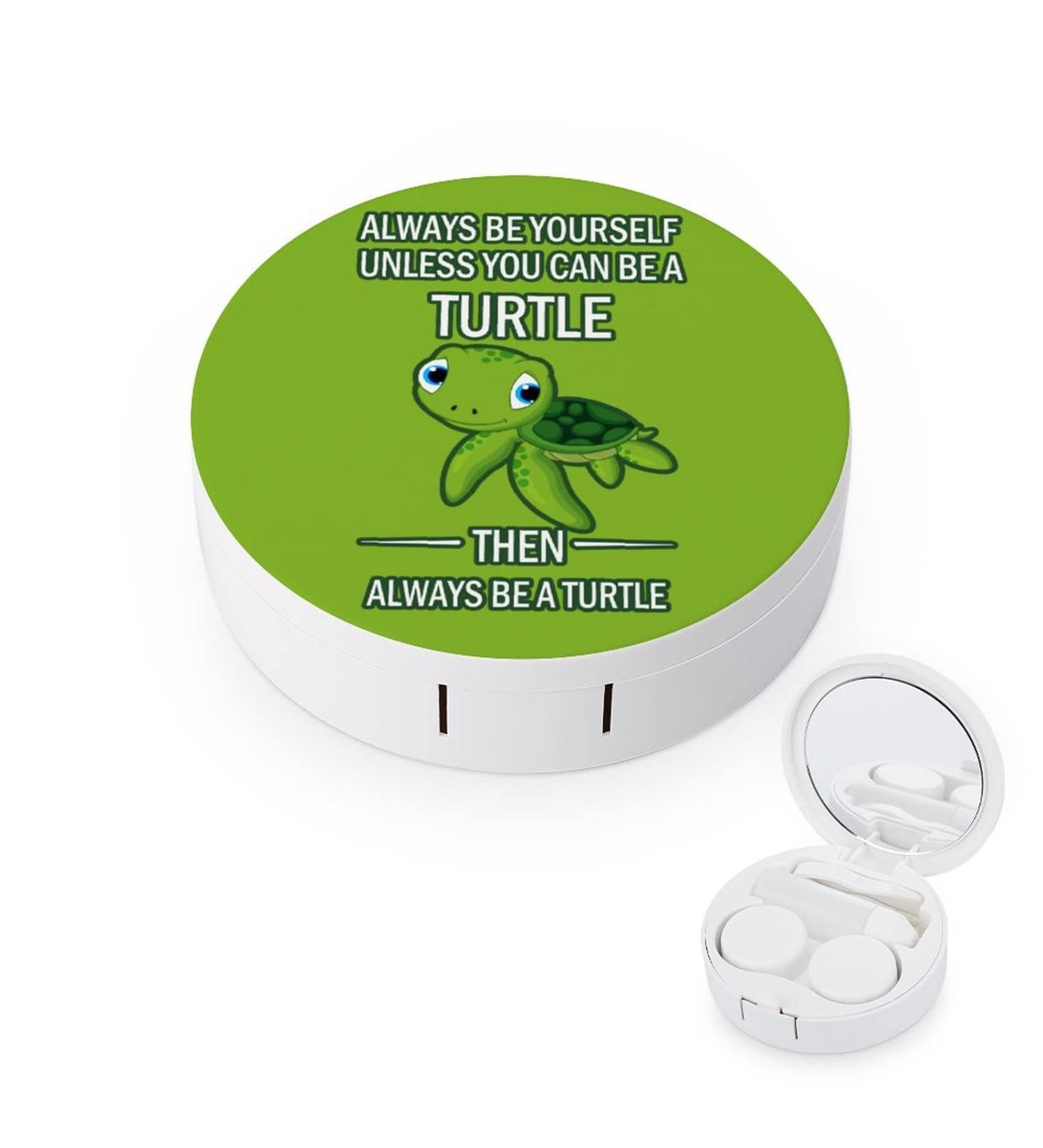 Always Be A Turtle Contact Lens Kit Storage Box - Round Case with Mirror | International Shipping Available - Buy Online on GoSupps.com