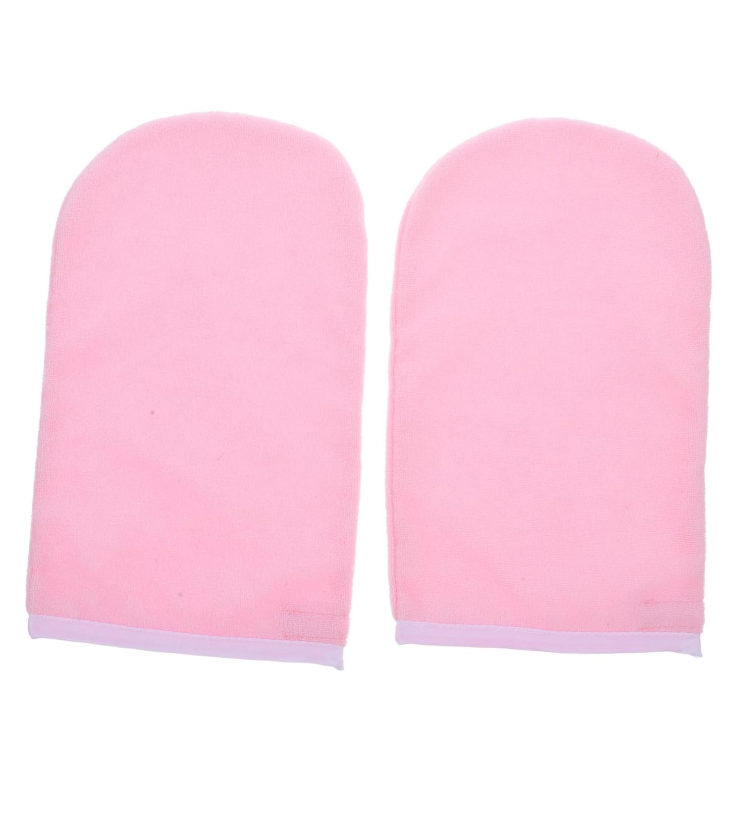 Mitaines Hydratantes en Cire de Paraffine Taille Fine 25x15 Cm pour Soin des Mains Femme Spa Confortables et Douces Couleur Rose Bord Blanc - Buy Online on GoSupps.com