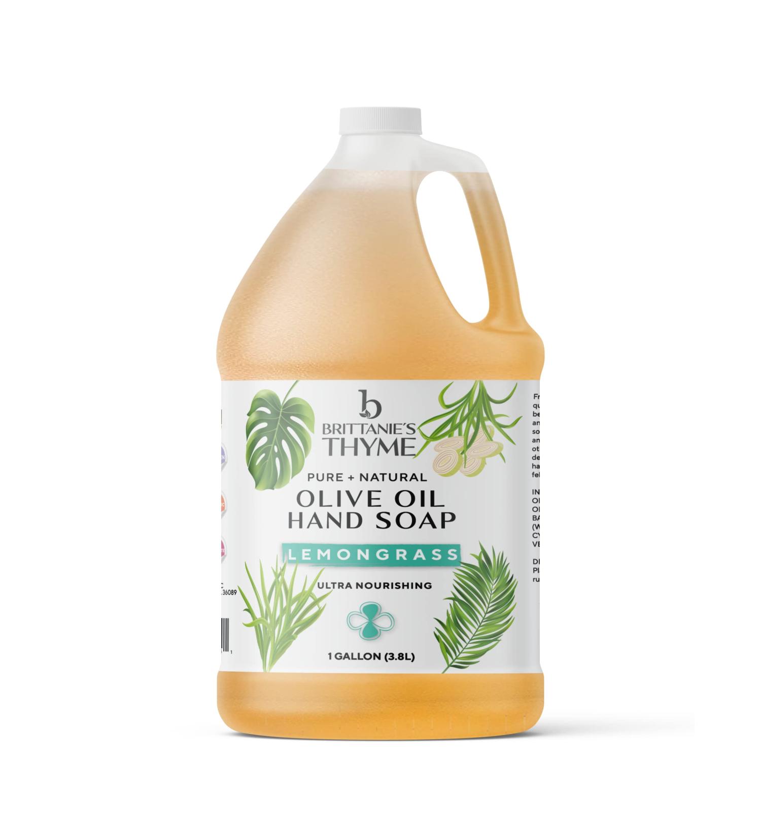 Brittanie's Thyme Organic Olive Oil Castile Liquid Soap 1 Gallon Refill - Lemongrass Scent | Natural Vegan & Gluten-Free Formula for Face, Body, Dishes, Pets & Laundry - Buy Online on GoSupps.com