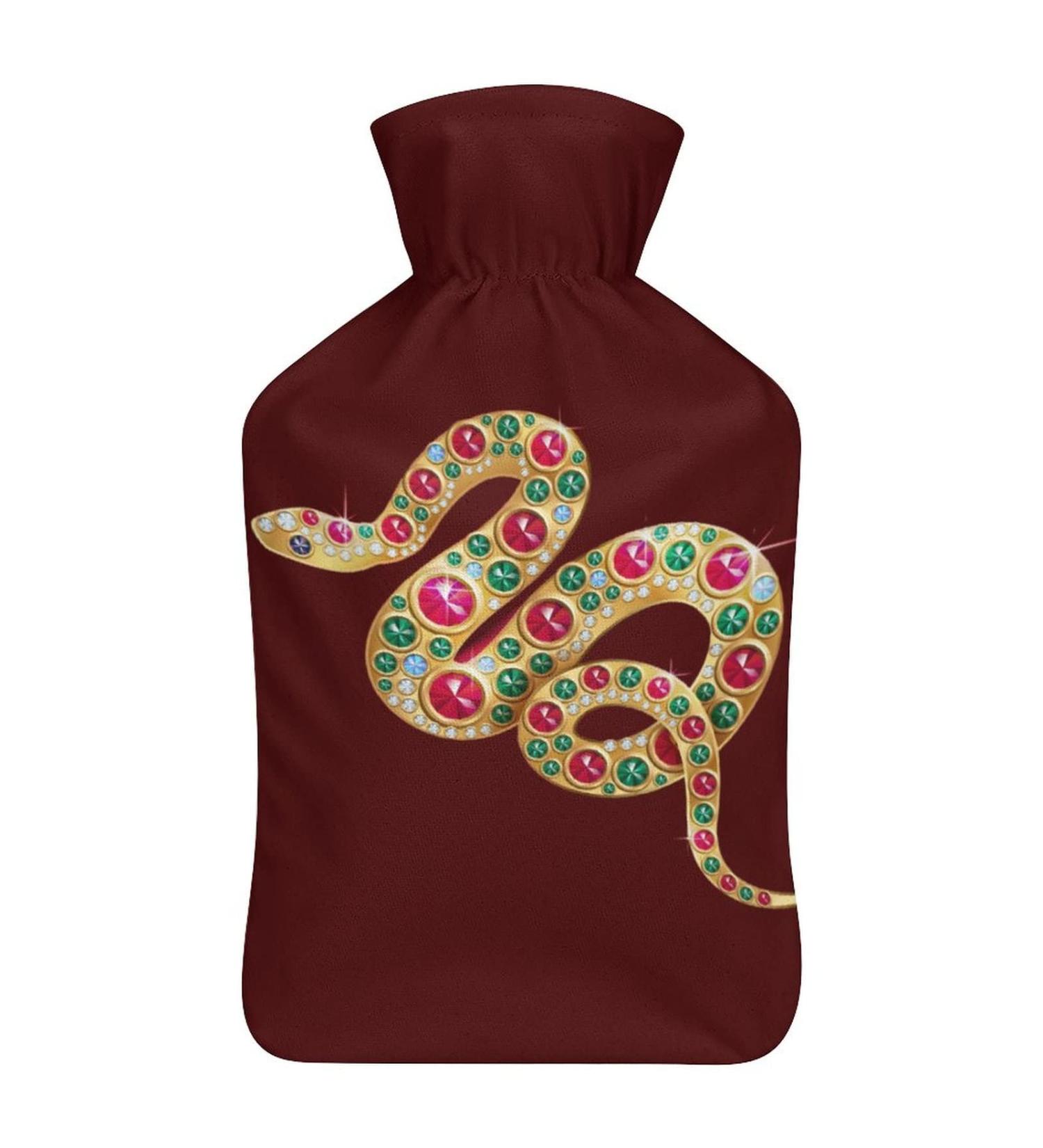 Jeweled Snake Hot Water Bottle - Plush Cover Hand Warmer for Adults & Kids | 26.5x15.3cm - International Shipping Available - Buy Online on GoSupps.com
