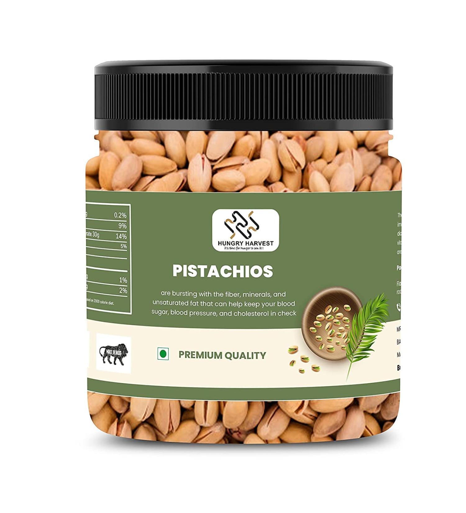 Hungry Harvest Whole Roasted Salted Pistachios with Shell 400 gms_Packing May Vary - Buy Online on GoSupps.com