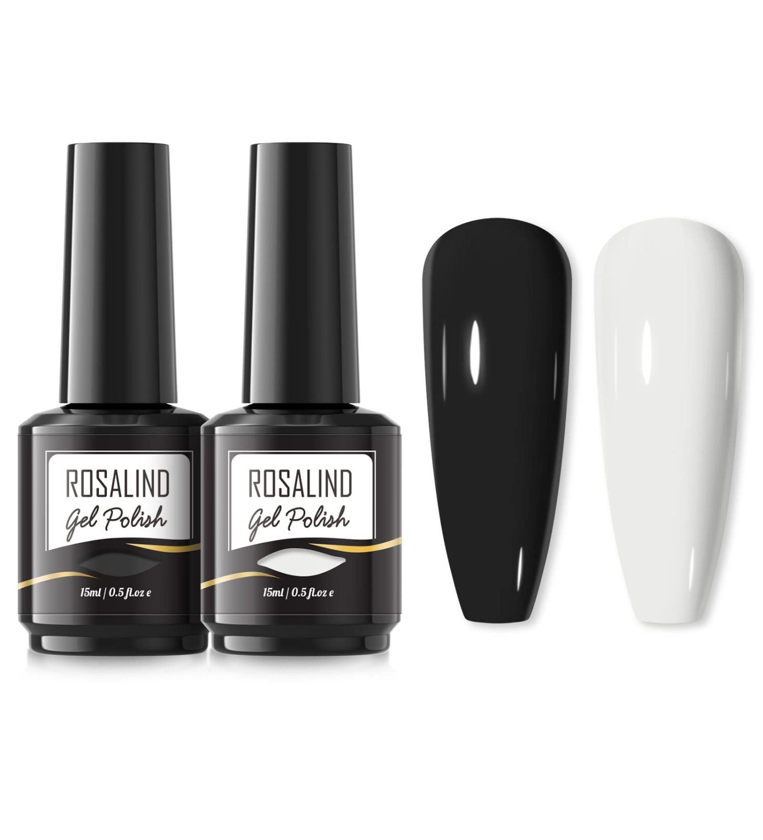 ROSALIND Gel Nail Polish 2Pcs 15ml Long Lasting White Black Nail Gel Polish Soak Off LED/UV Nail Lamp Suitable As A Gift for Women To DIY At Home Black-white - Buy Online on GoSupps.com