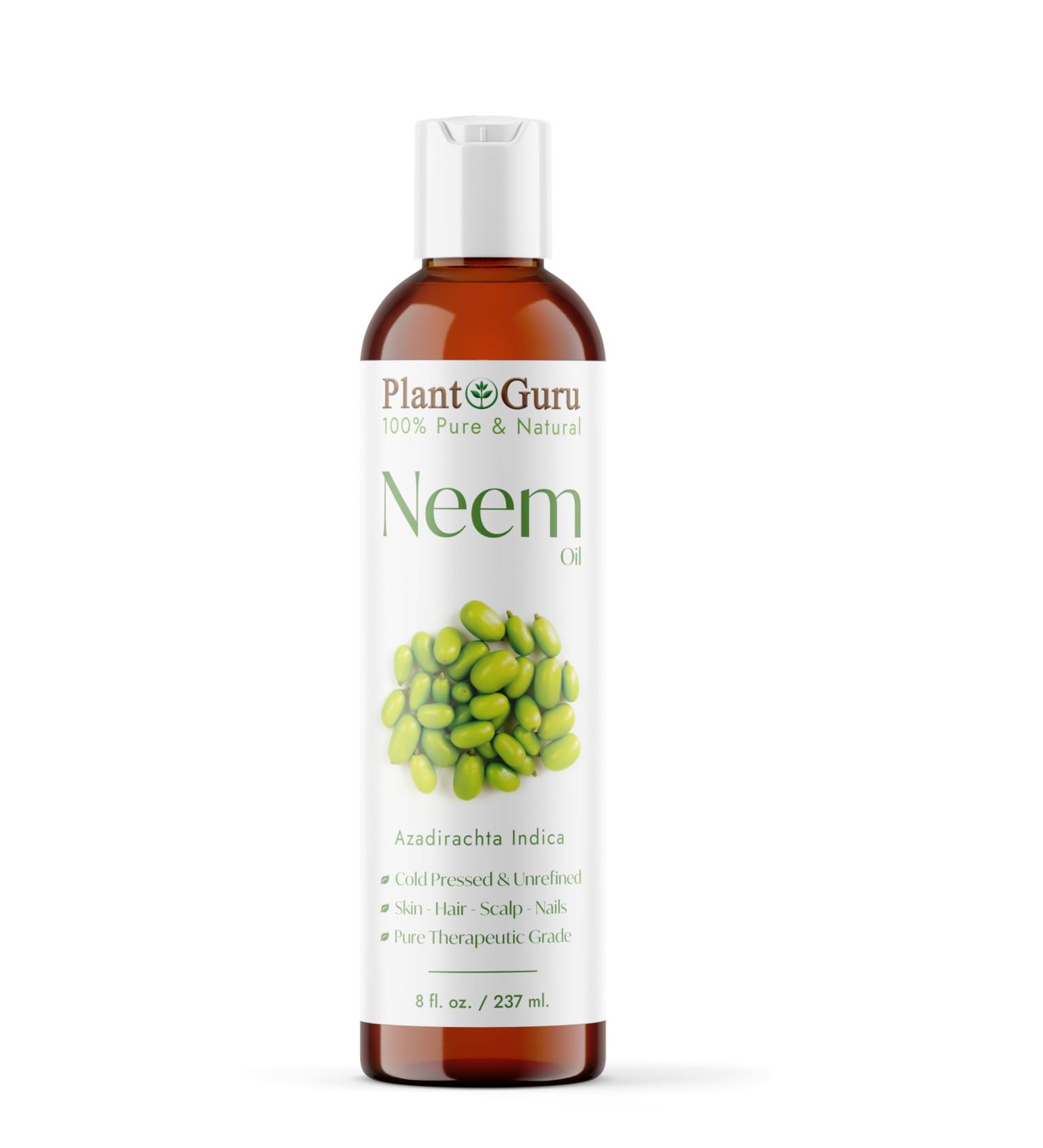 Neem Oil 8 fl. oz. Unrefined Cold Pressed 100% Pure Natural Nourishing for Skin Hair and Scalp Hydrating and Moisturizing.
