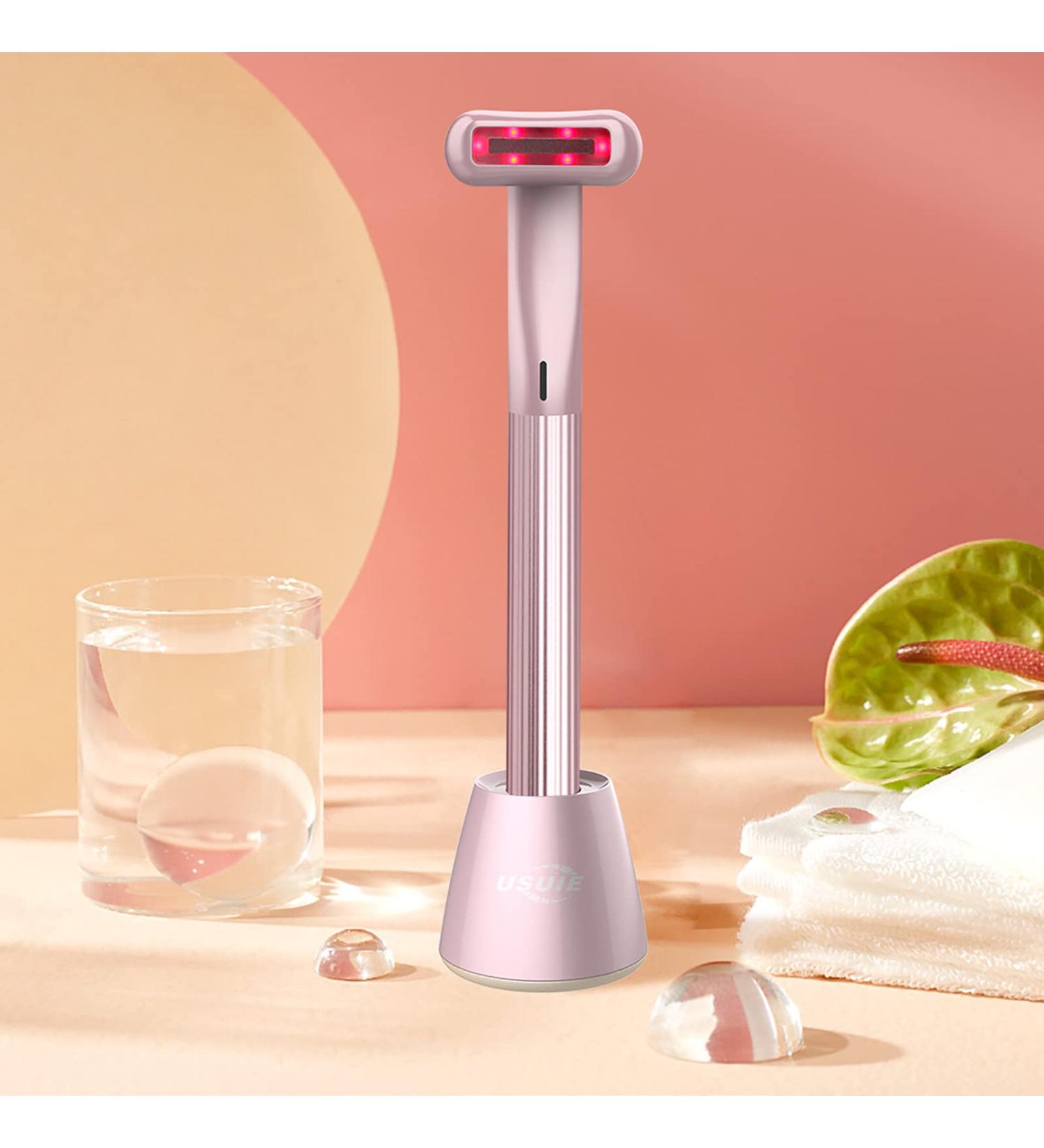 USUIE 4 in 1 Facial Wand - Red Light Therapy Facial Massager for Face and Neck - Reduce Wrinkles & Anti-Aging Tools - Pink - Buy Online on GoSupps.com