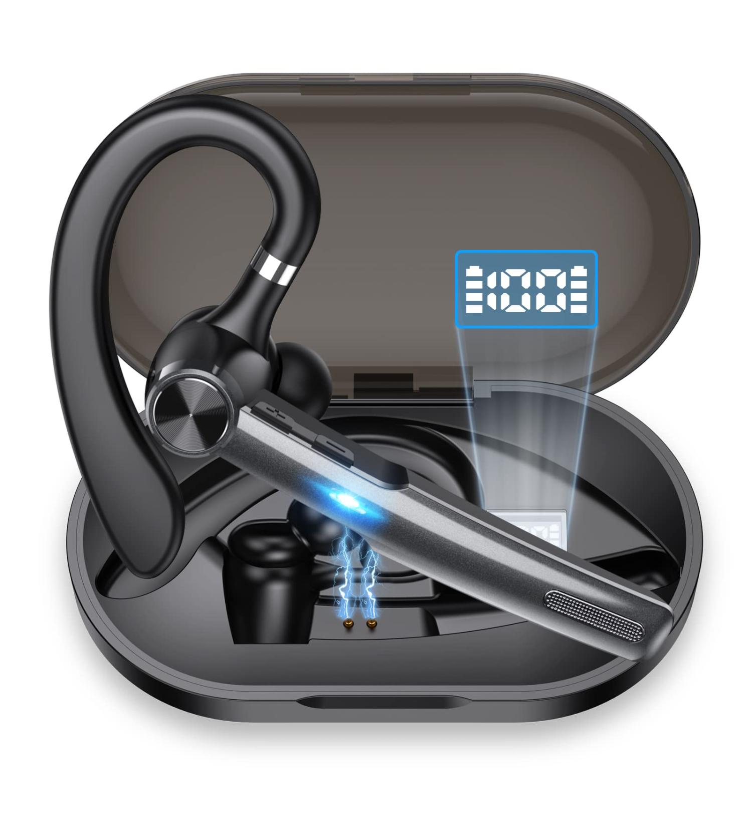 TEIMO Hands-Free Wireless Earphones with 55H Playtime and Built-in Mic | V5.1 Headset Earpiece with 400mAh Charging Case | Ideal for Driving, Business, and Office Use | Compatible with iOS/Android - Trendy Design - Buy Online on GoSupps.com