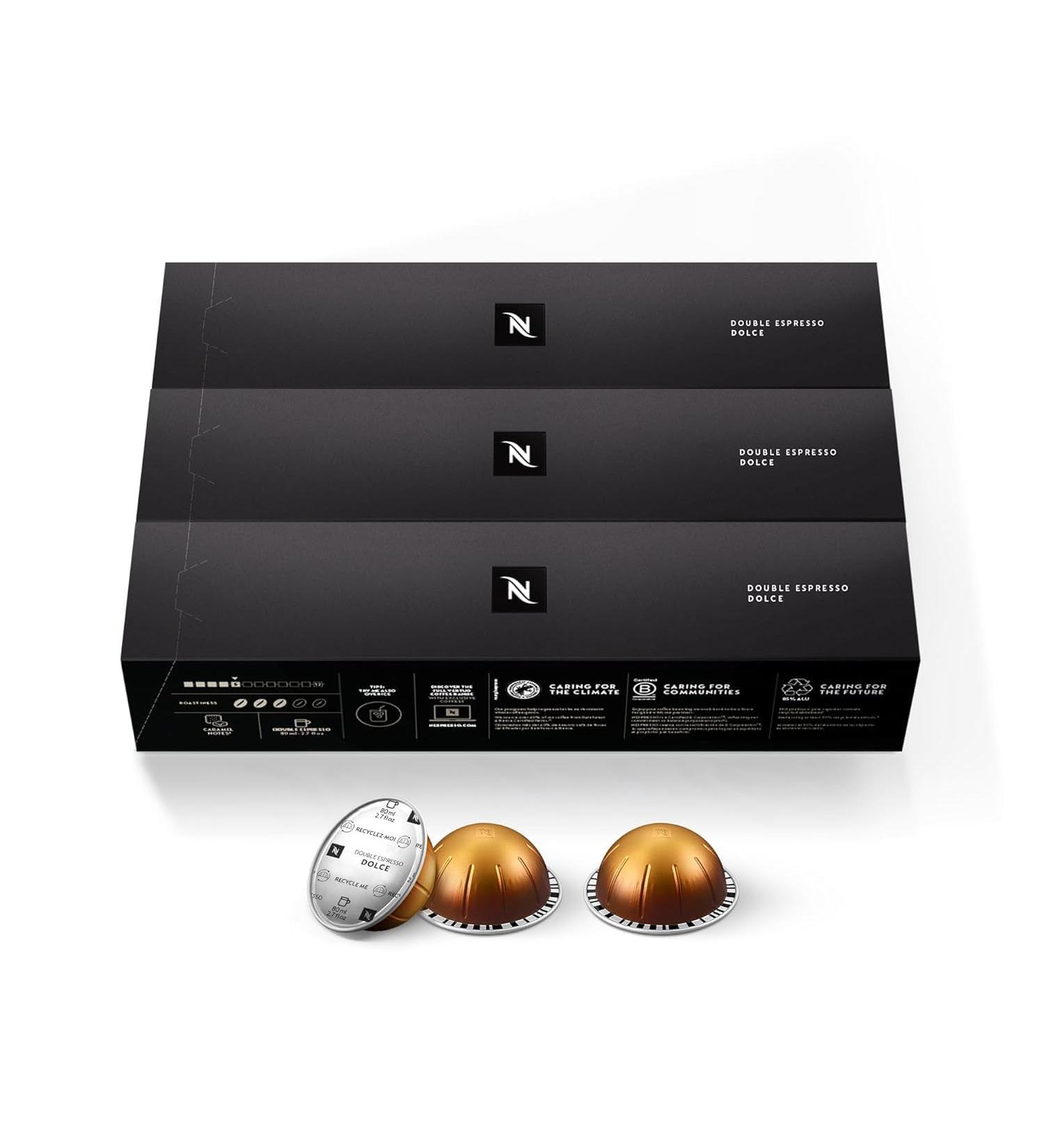 VertuoLine Capsules Double Espresso Dolce Medium Roast Espresso Coffee 30-Count Coffee Pods Brews 2.7oz. (3 Pack Dolce) Dolce 10 count (Pack of 3) - Buy Online on GoSupps.com