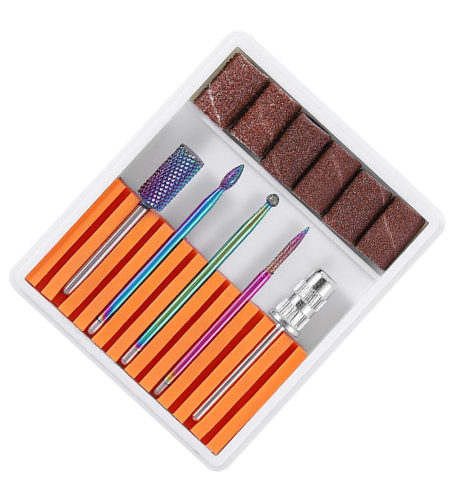 POPETPOP 1 Set Nail Drill Bits Nail Art Equipment Braiding Hair Supplies Dappen Dish for Acrylic Nails Tweezers Sheath Tiny Straw Hat Bunny Ear Pearl Clip Cuticle Drill Bit Manicure Tool 6.5x5.5cm Orange - Buy Online on GoSupps.com