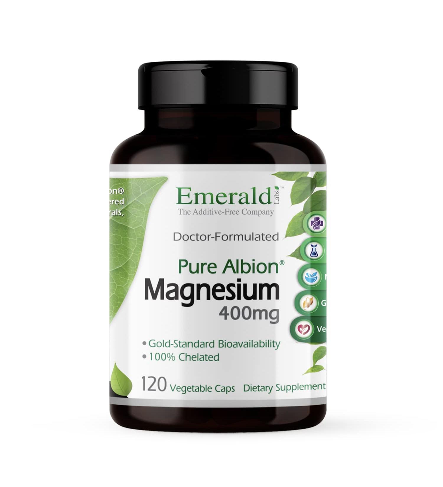 Pure Albion Magnesium 400 mg - 120 Vegetable Caps | Emerald Laboratories - Buy Online on GoSupps.com