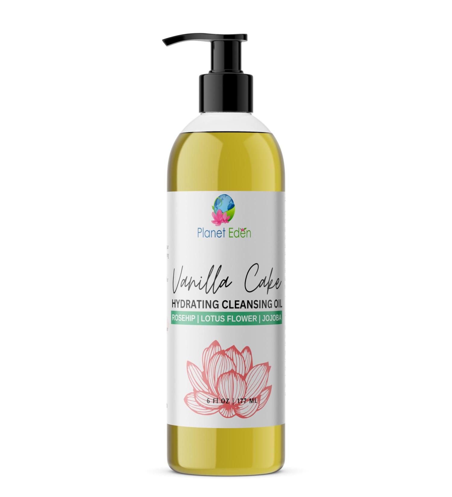 Planet Eden Vanilla Cake Hydrating Cleansing Oil - Natural Hydration - Gentle Oil Based Cleanser with MCT Jojoba Rosehip and Vanilla Oil - Does not strip or dry out skin - Leaves Skin Ultra Soft -