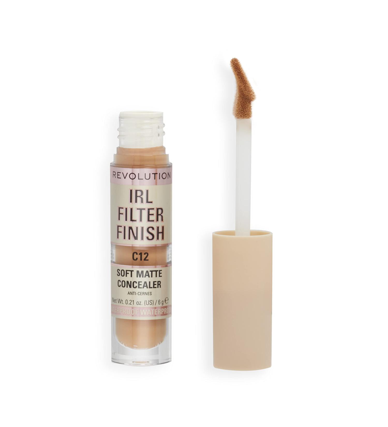 Makeup Revolution IRL Filter Finish Concealer C12 Medium/Dark Skin Tones 6g - Medium to Full Coverage, Matte Finish (Pack of 1) - Buy Online on GoSupps.com